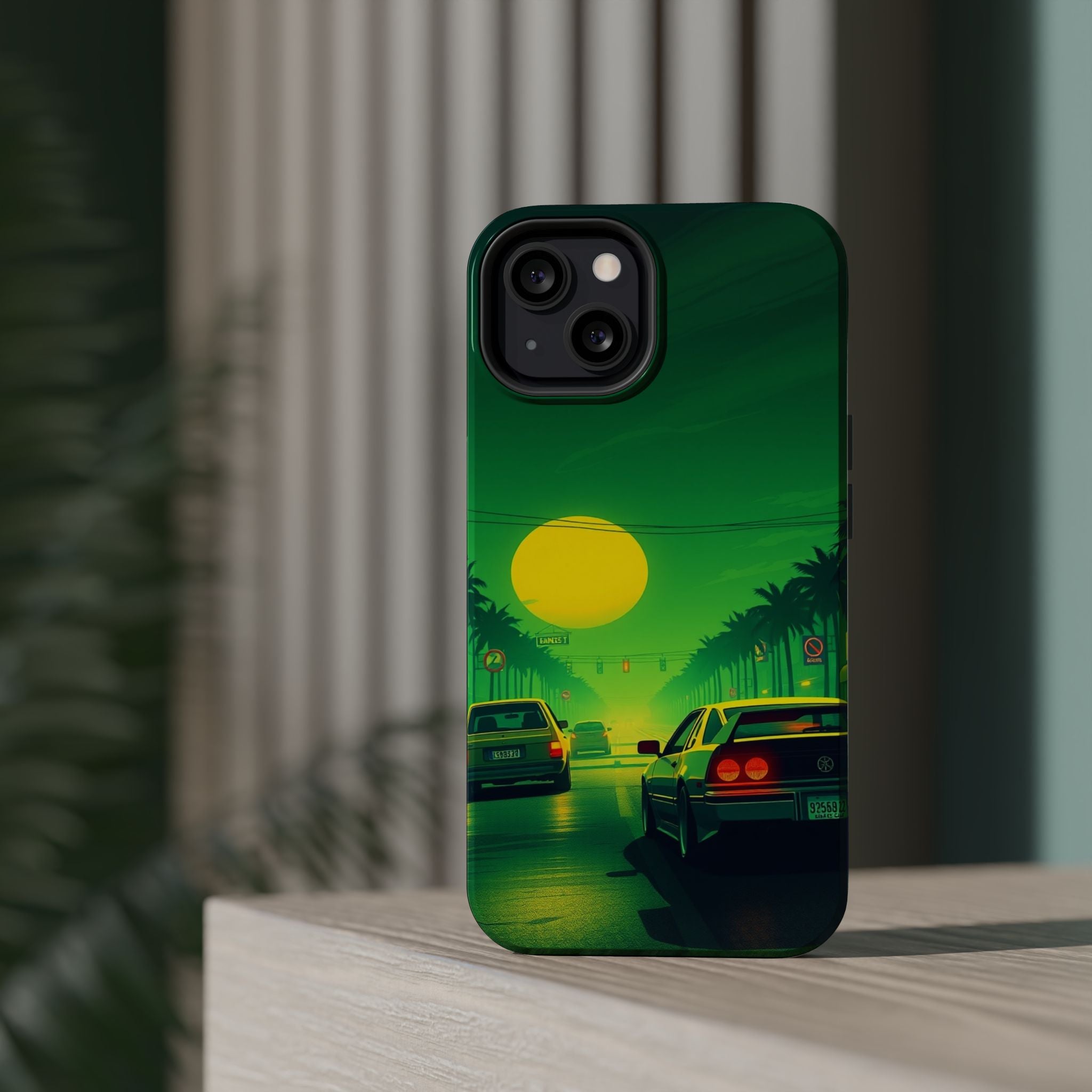 iPhone Dreamy Sunset Drive 80s Design Slim Everyday Designer Case · iPhone Case