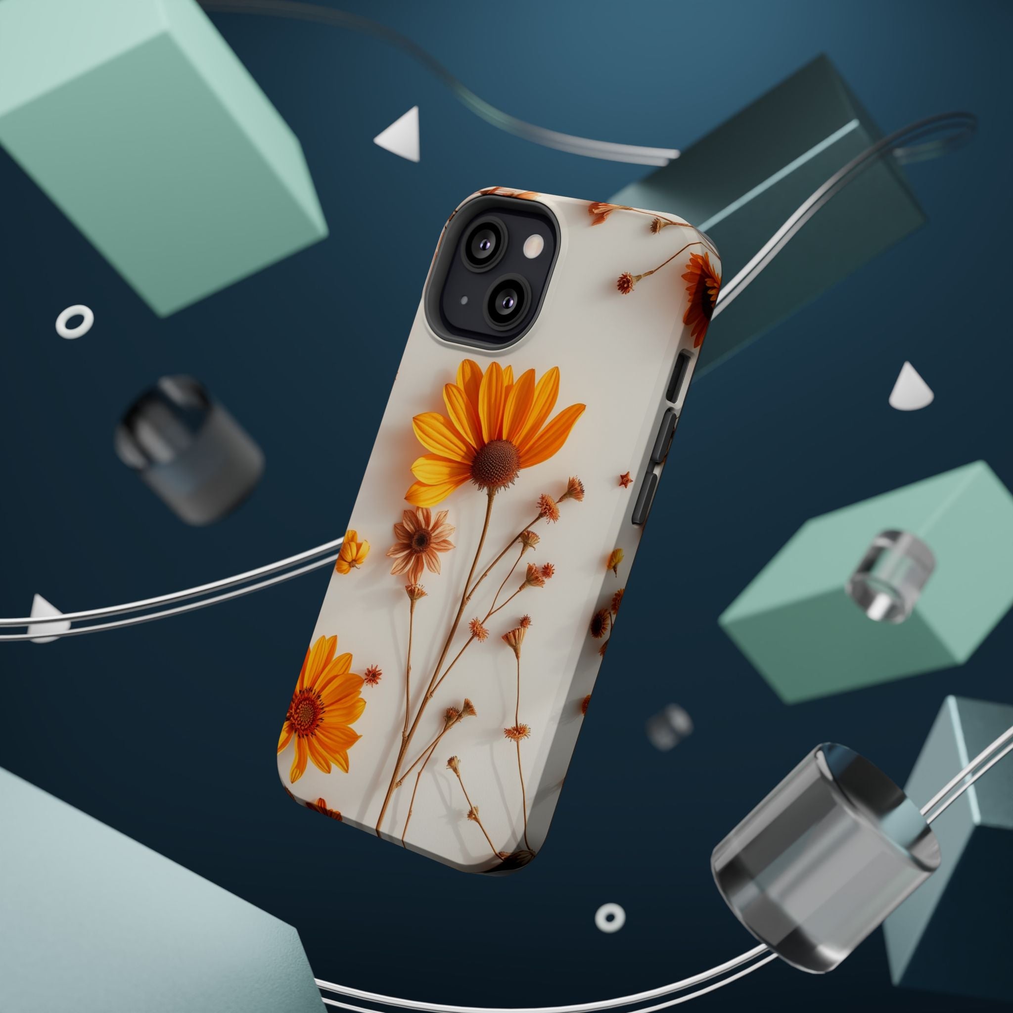 iPhone Mustard And Rust Dried Flower Flat Lay Carry Case Slim Snap Case · iPhone