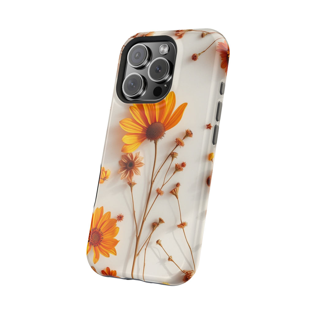 iPhone Mustard And Rust Dried Flower Flat Lay Carry Case Slim Snap Case · iPhone