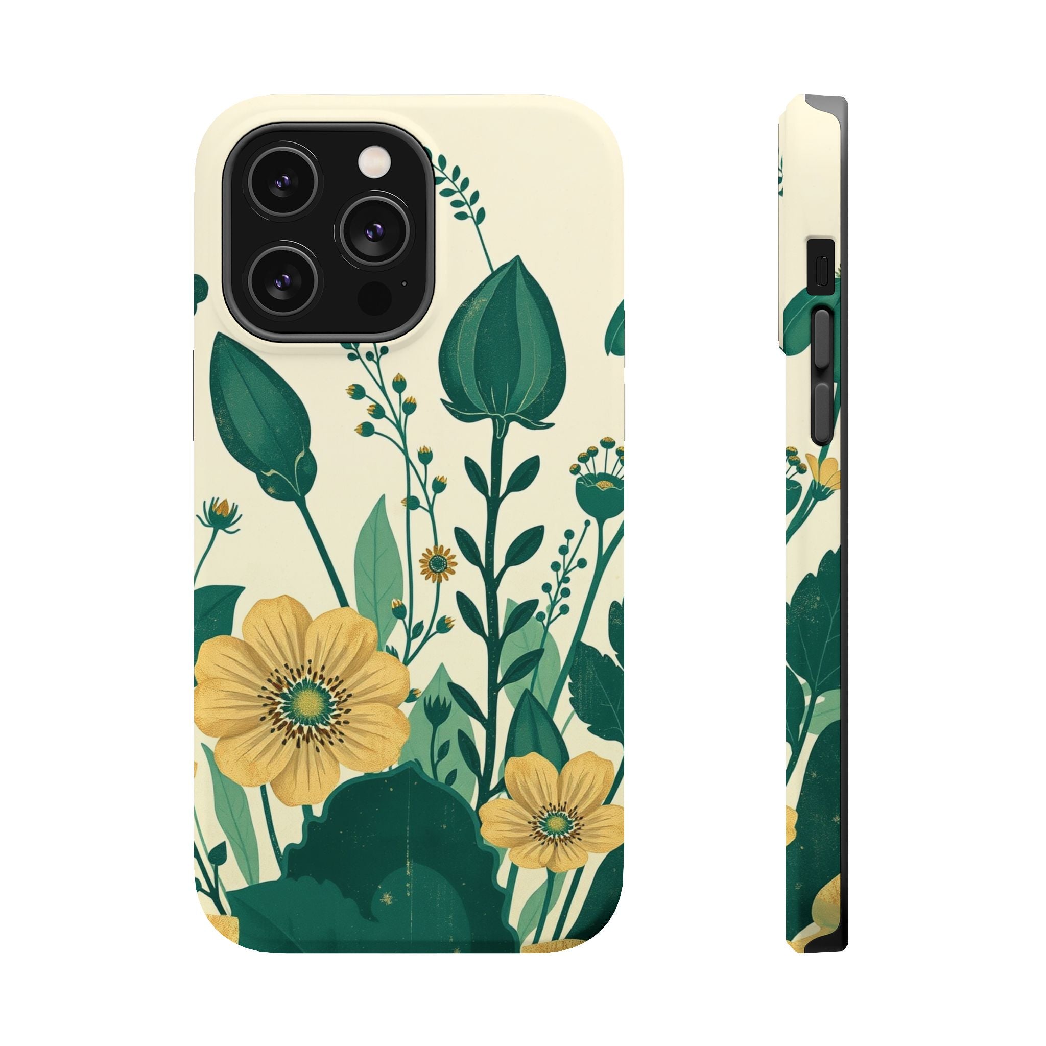 iPhone Emerald Green And Gold Pressed Botanicals Clean iPhone Minimal · iPhone C
