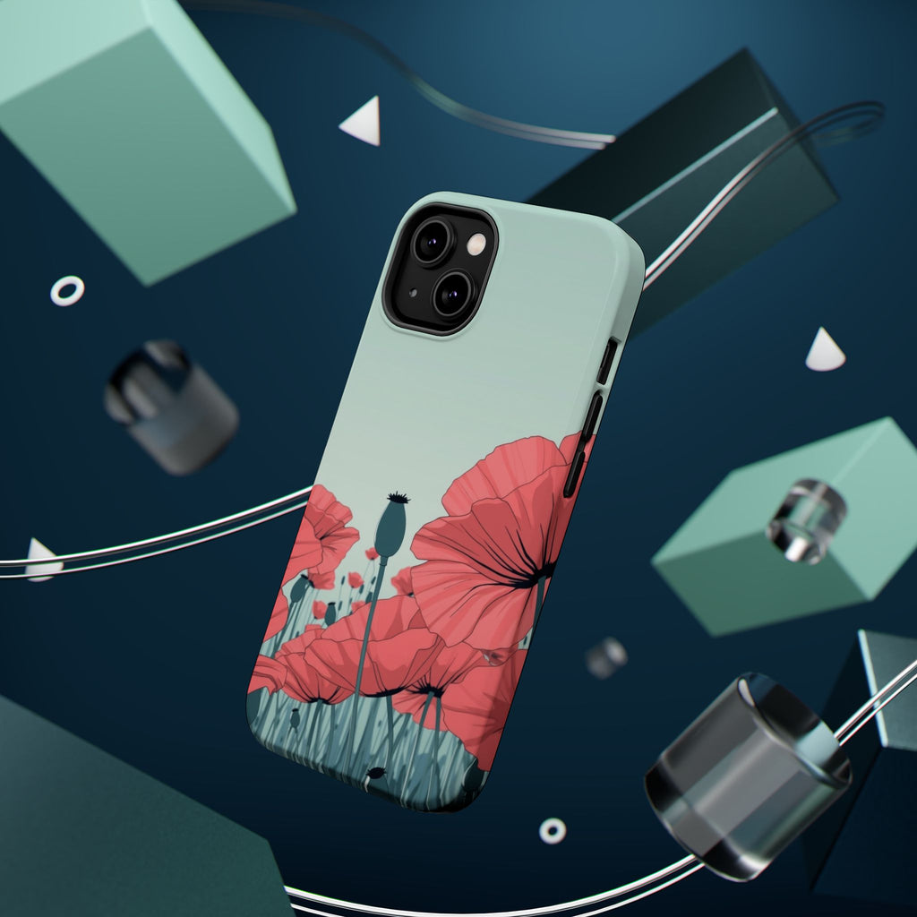 iPhone Mint And Blush Poppy Field Bold Modern Everyday Snap Case · iPhone Case