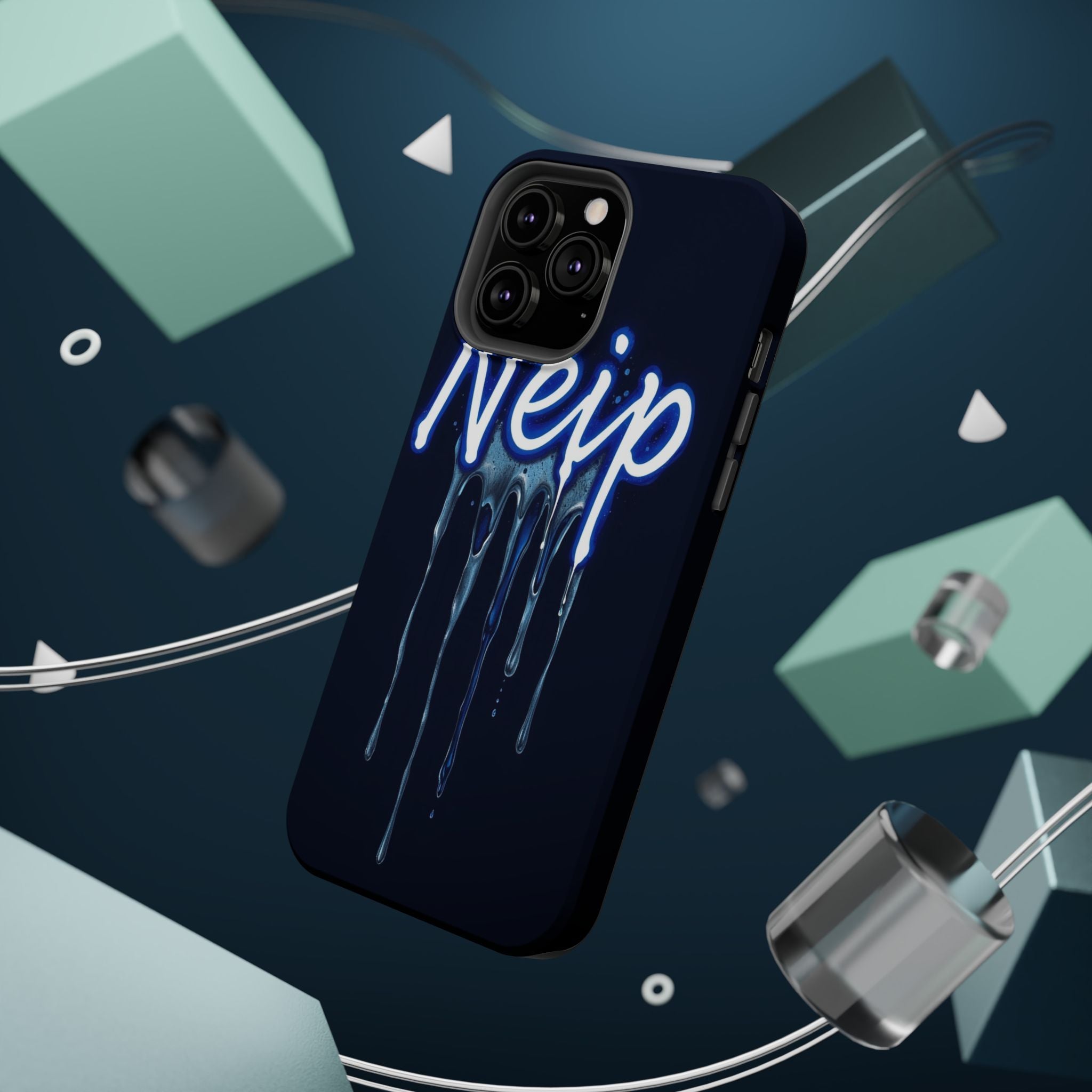 iPhone Midnight Blue And Silver Neon Drip Slim iPhone Everyday Designer · iPhone