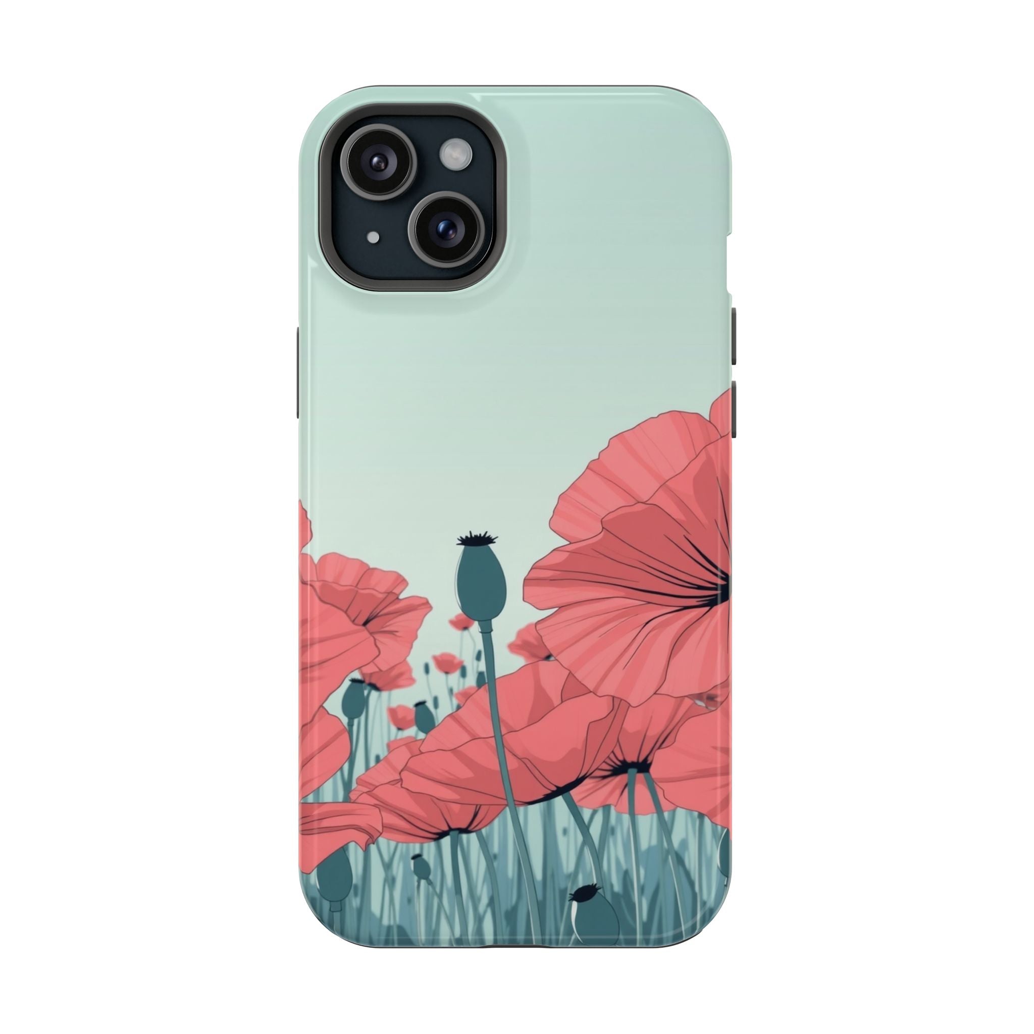 iPhone Mint And Blush Poppy Field Bold Modern Everyday Snap Case · iPhone Case