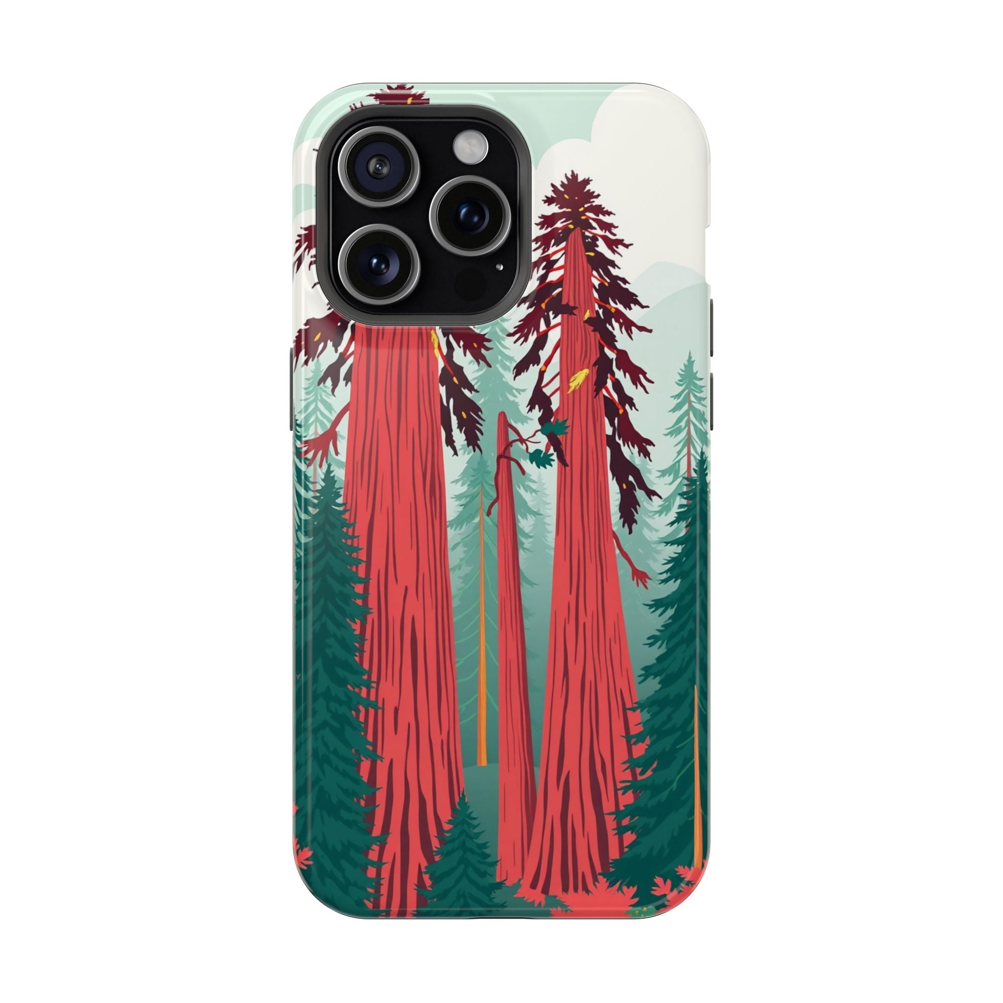 iPhone Teal And Coral Redwood Forest Slim Everyday Designer Case · iPhone Case