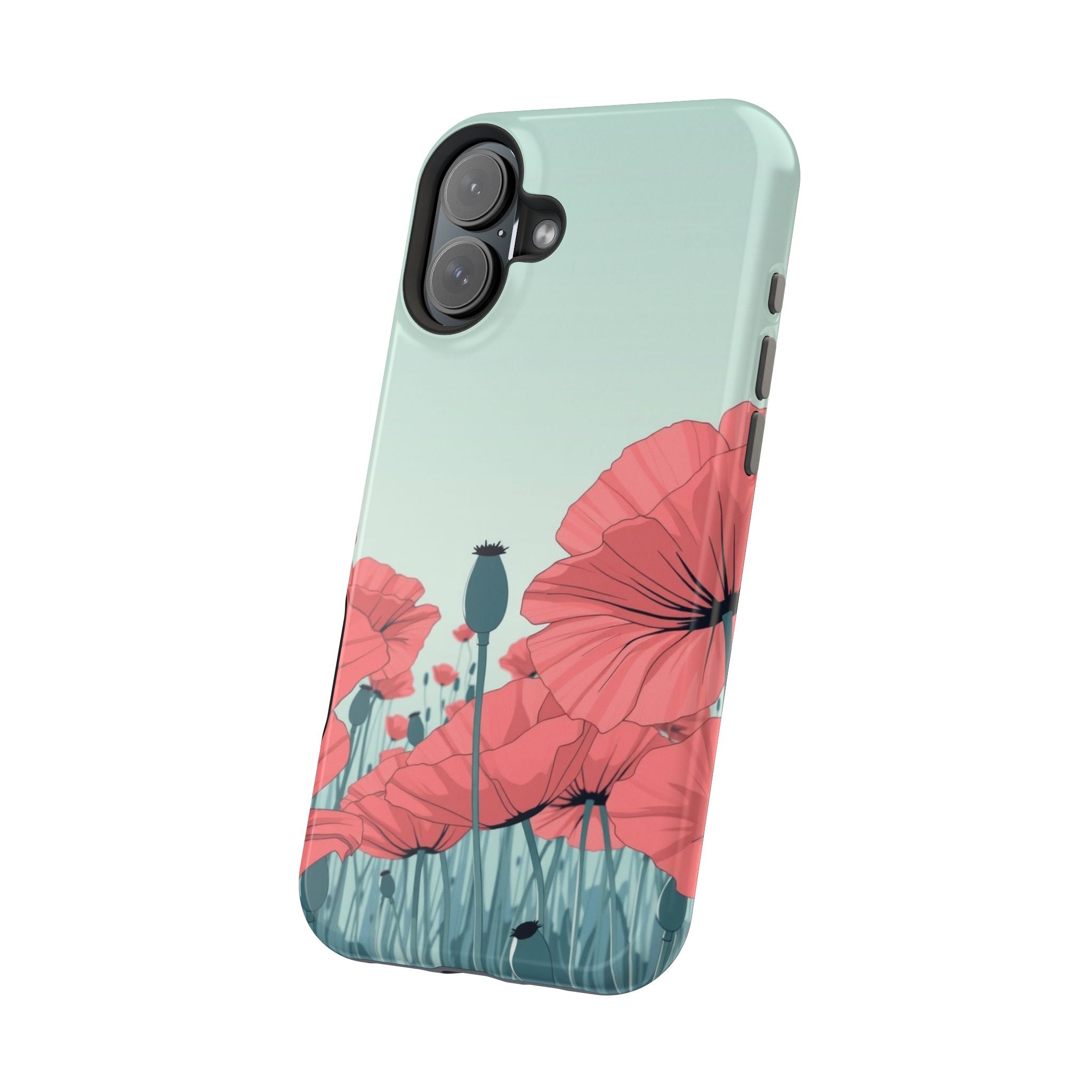 iPhone Mint And Blush Poppy Field Bold Modern Everyday Snap Case · iPhone Case