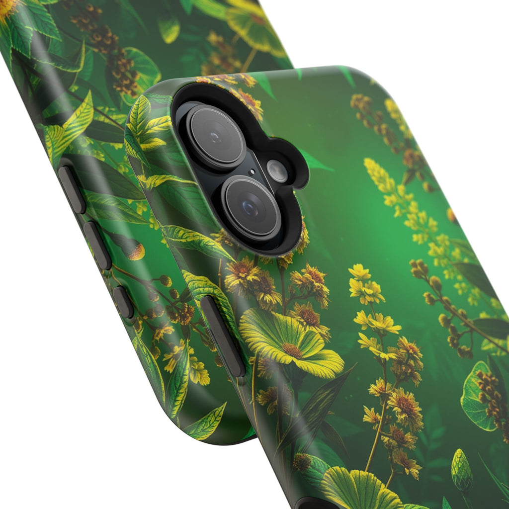 iPhone Emerald Green And Gold Vintage Botanicals Print Slim Snap Case · iPhone C