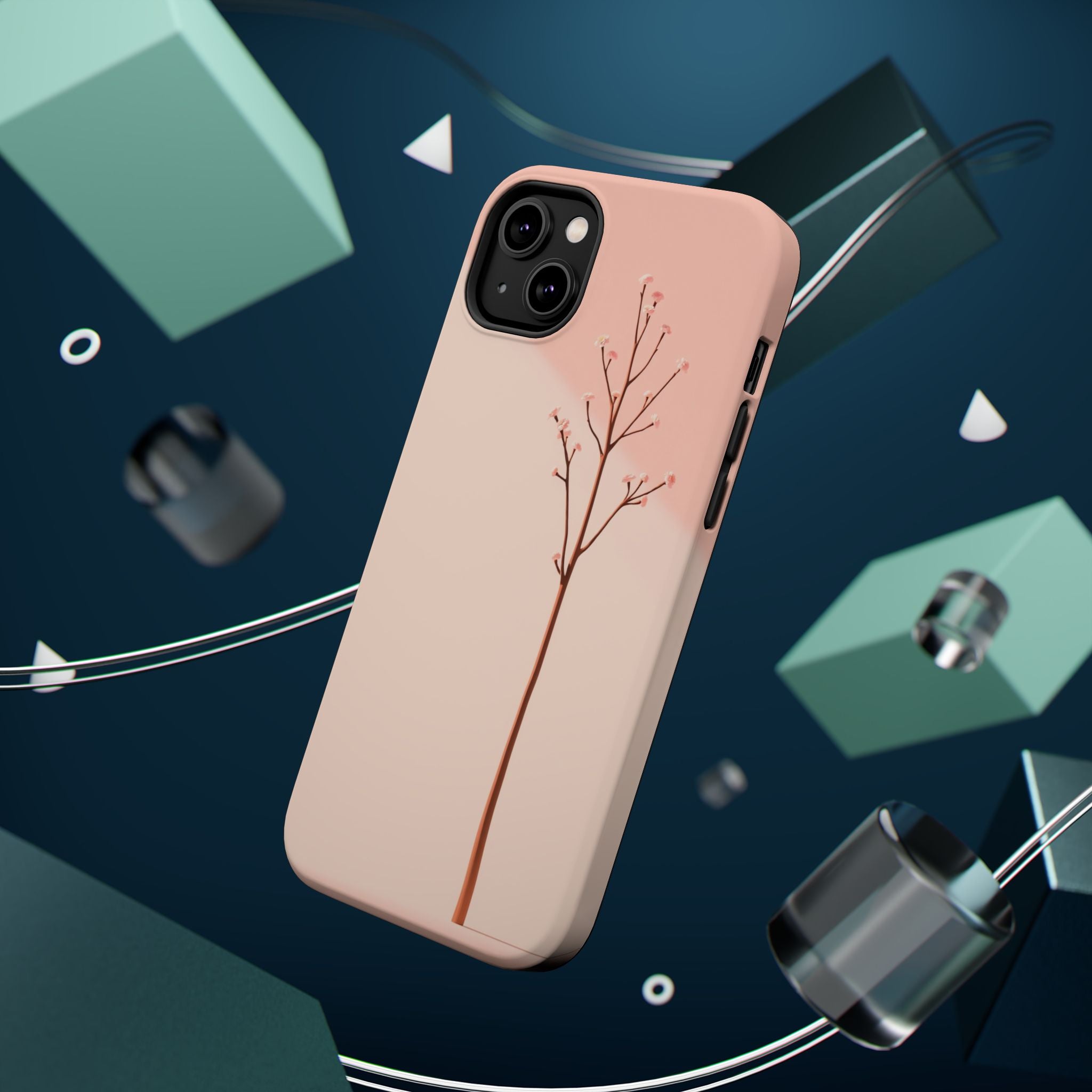 iPhone Rose Pink And Cream Minimalist Stem Slim iPhone Everyday · iPhone Case