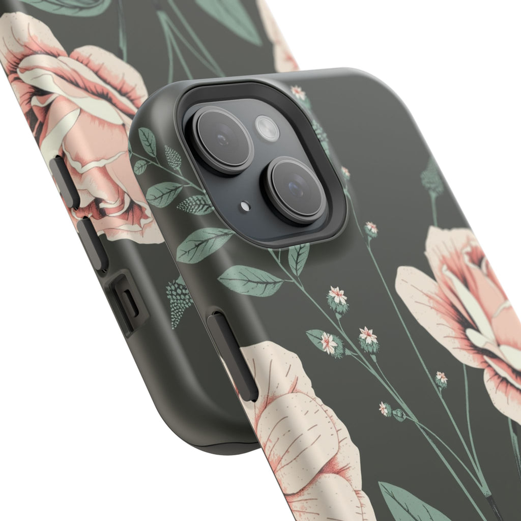 iPhone Mint And Blush Vintage Botanical Print Slim Everyday Designer Case · iPho