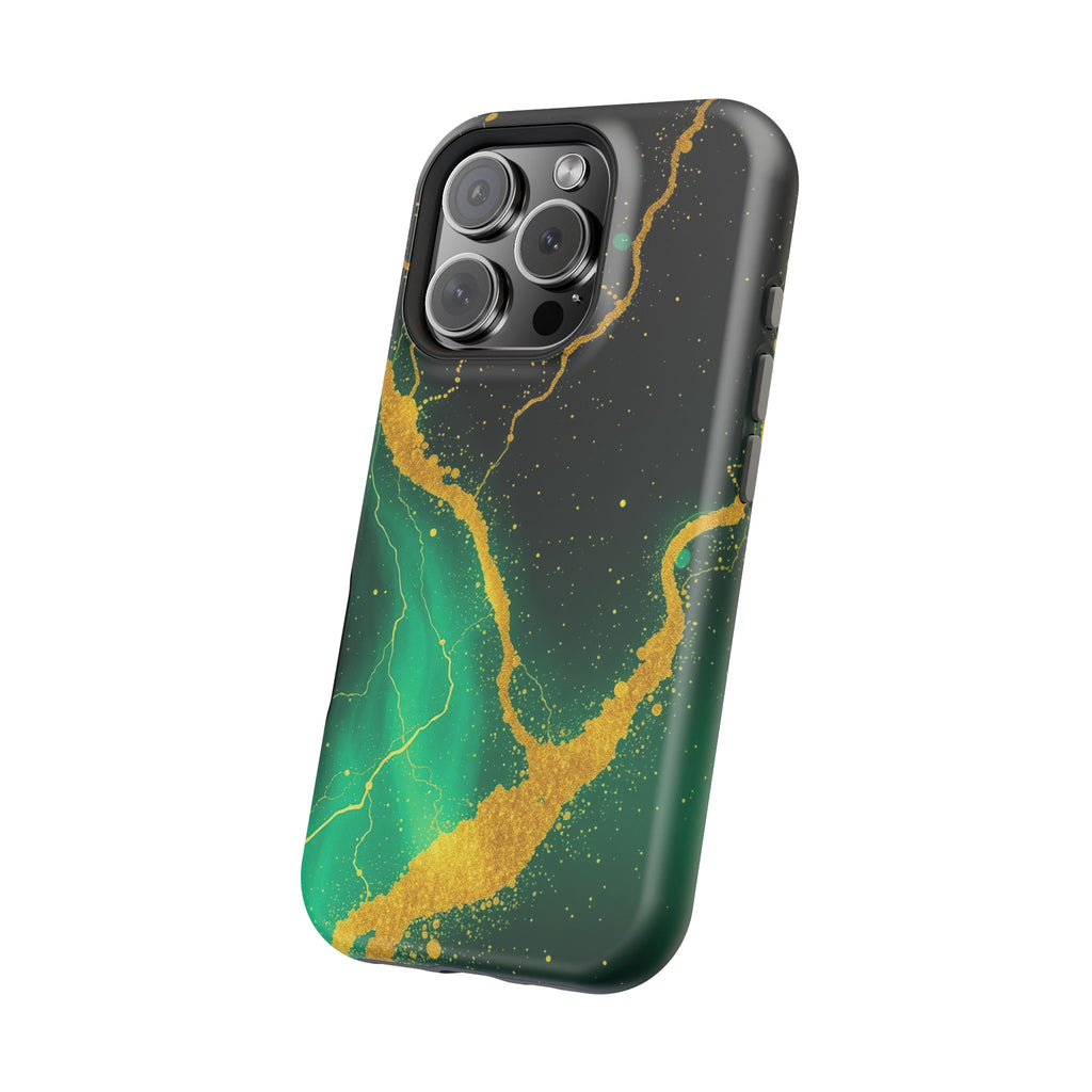 iPhone Emerald Green And Gold Petal Storm Slim iPhone Everyday Designer · iPhone