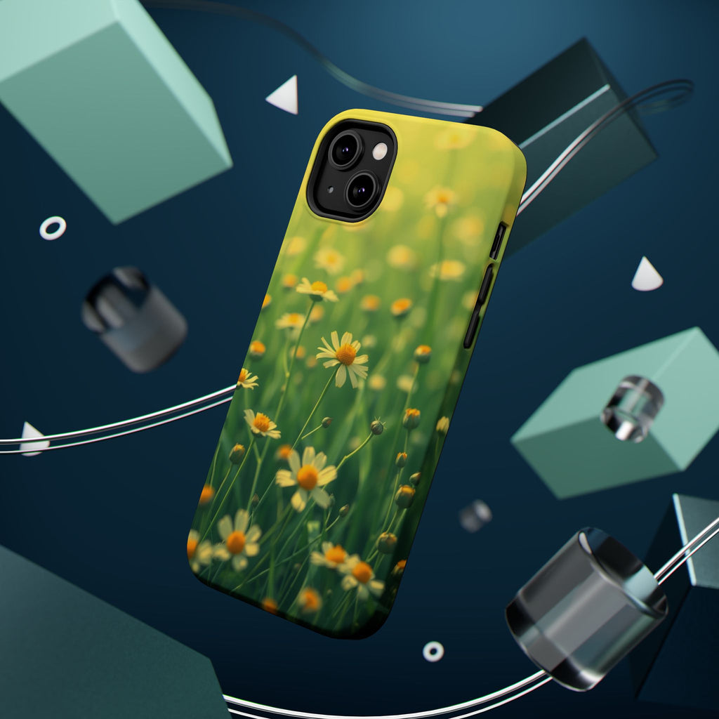iPhone Emerald Green And Gold Wildflower Field Soft Finish Everyday · iPhone Cas