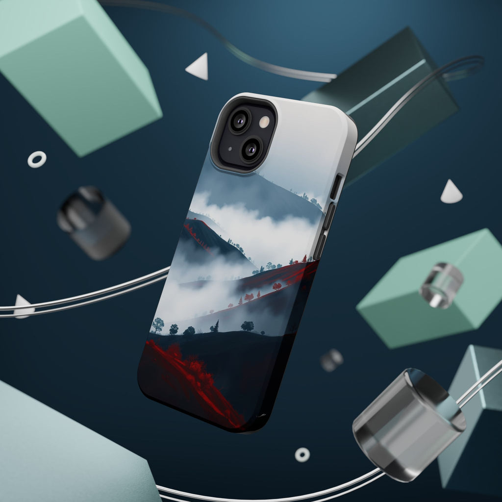 iPhone Black And Crimson Fog Rolling Over Hills Soft iPhone Finish · iPhone Case