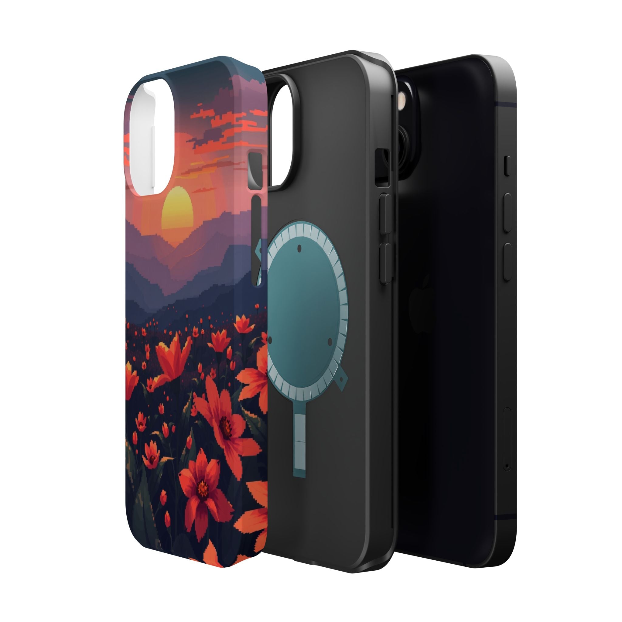 iPhone Sunset Amber And Peach Floral Geometric Soft iPhone Finish · iPhone Case