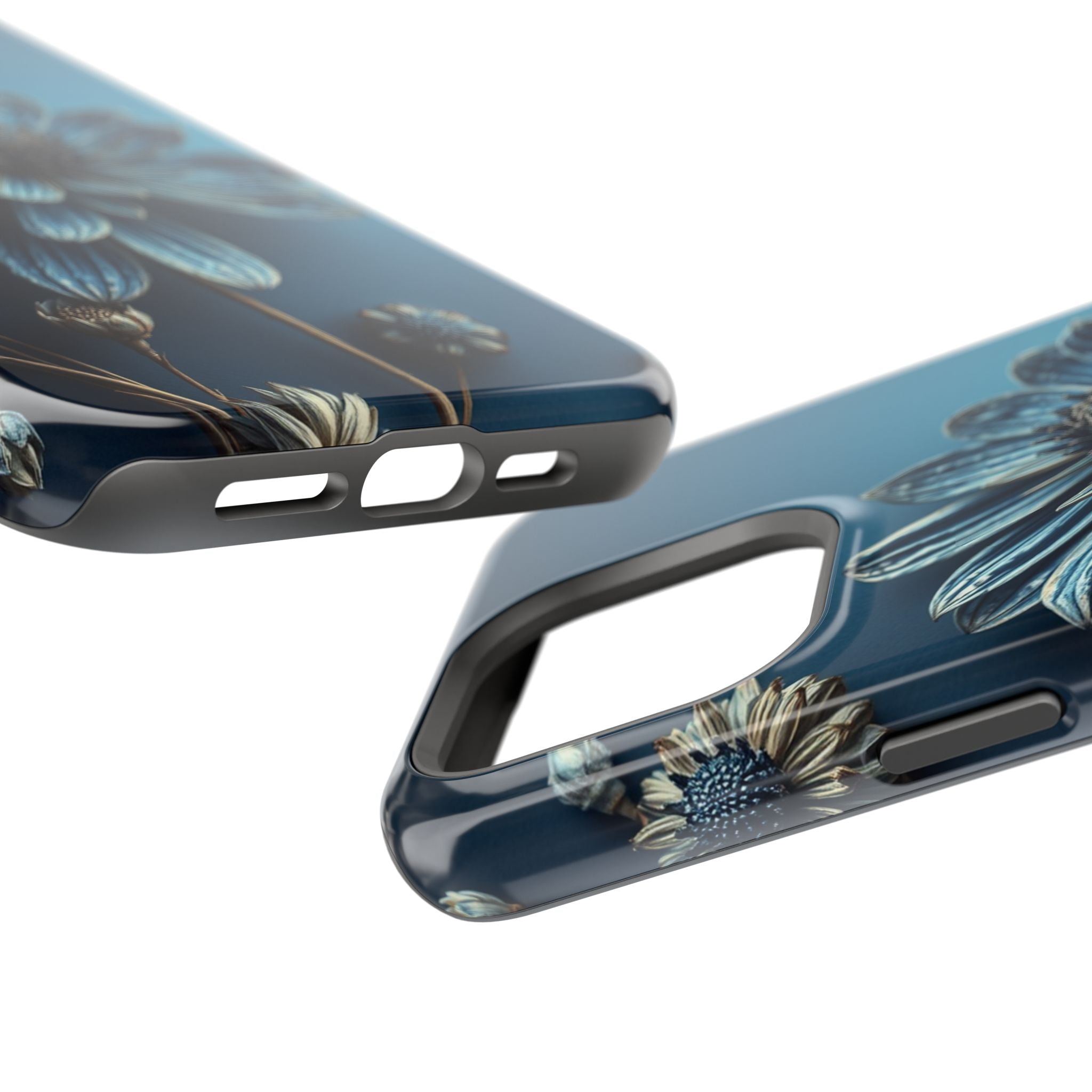 iPhone Midnight Blue And Silver Dried Flower Flat Lay iPhone 15 · iPhone Case