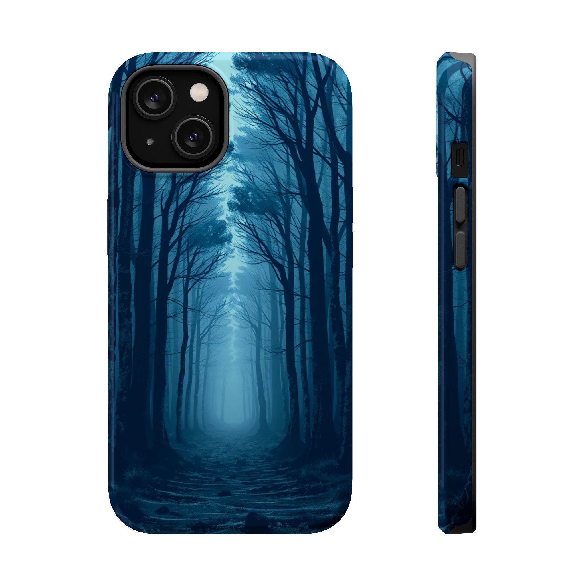 iPhone Midnight Blue And Silver Misty Forest Path iPhone Clean Minimal · iPhone
