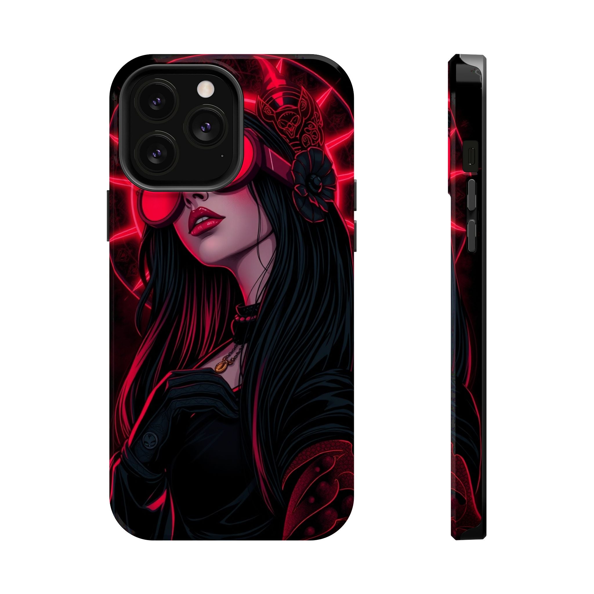 iPhone Black And Crimson Art Nouveau Female Slim Everyday Designer Case · iPhone