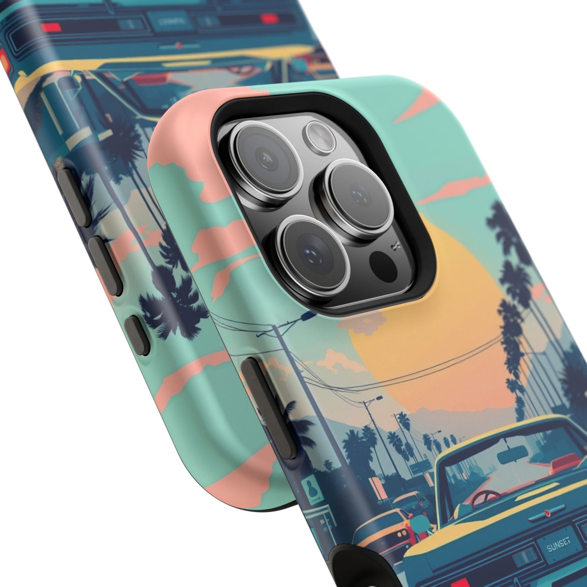 iPhone Sunset Drive 80s Pop Art Bold Slim Everyday Designer Case · iPhone Case