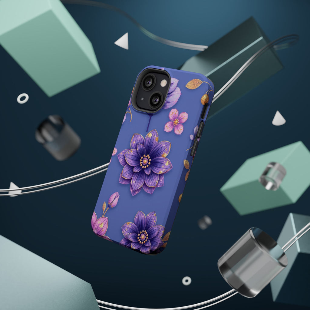 iPhone Indigo And Violet Floral Gold Foil Slim iPhone Everyday Designer · iPhone