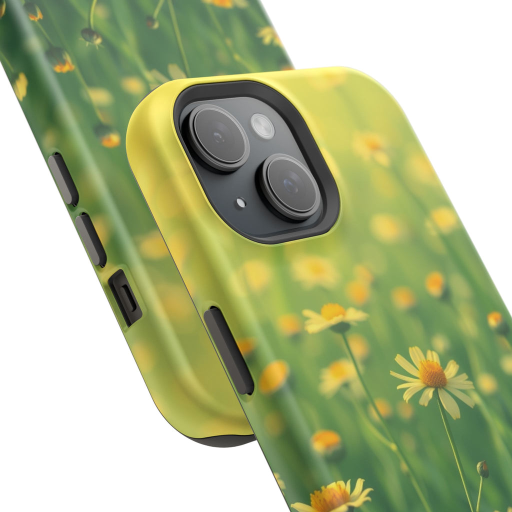 iPhone Emerald Green And Gold Wildflower Field Soft Finish Everyday · iPhone Cas