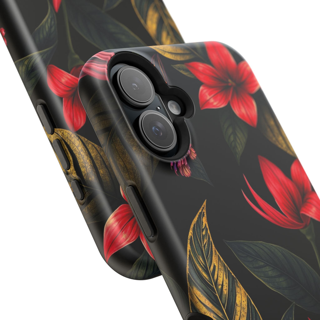 iPhone Black And Crimson Jungle Floral Slim Everyday Designer Case · iPhone Case