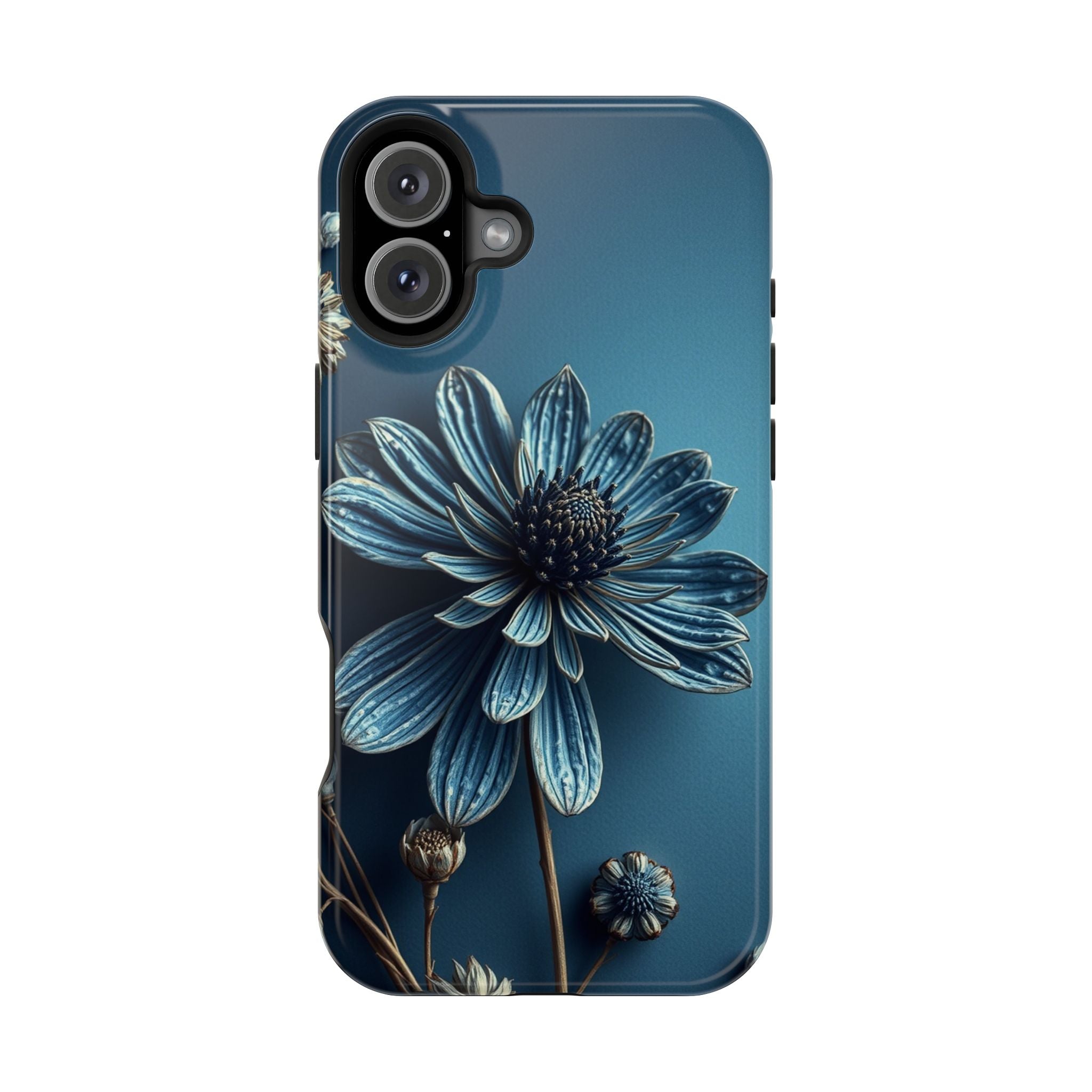 iPhone Midnight Blue And Silver Dried Flower Flat Lay iPhone 15 · iPhone Case
