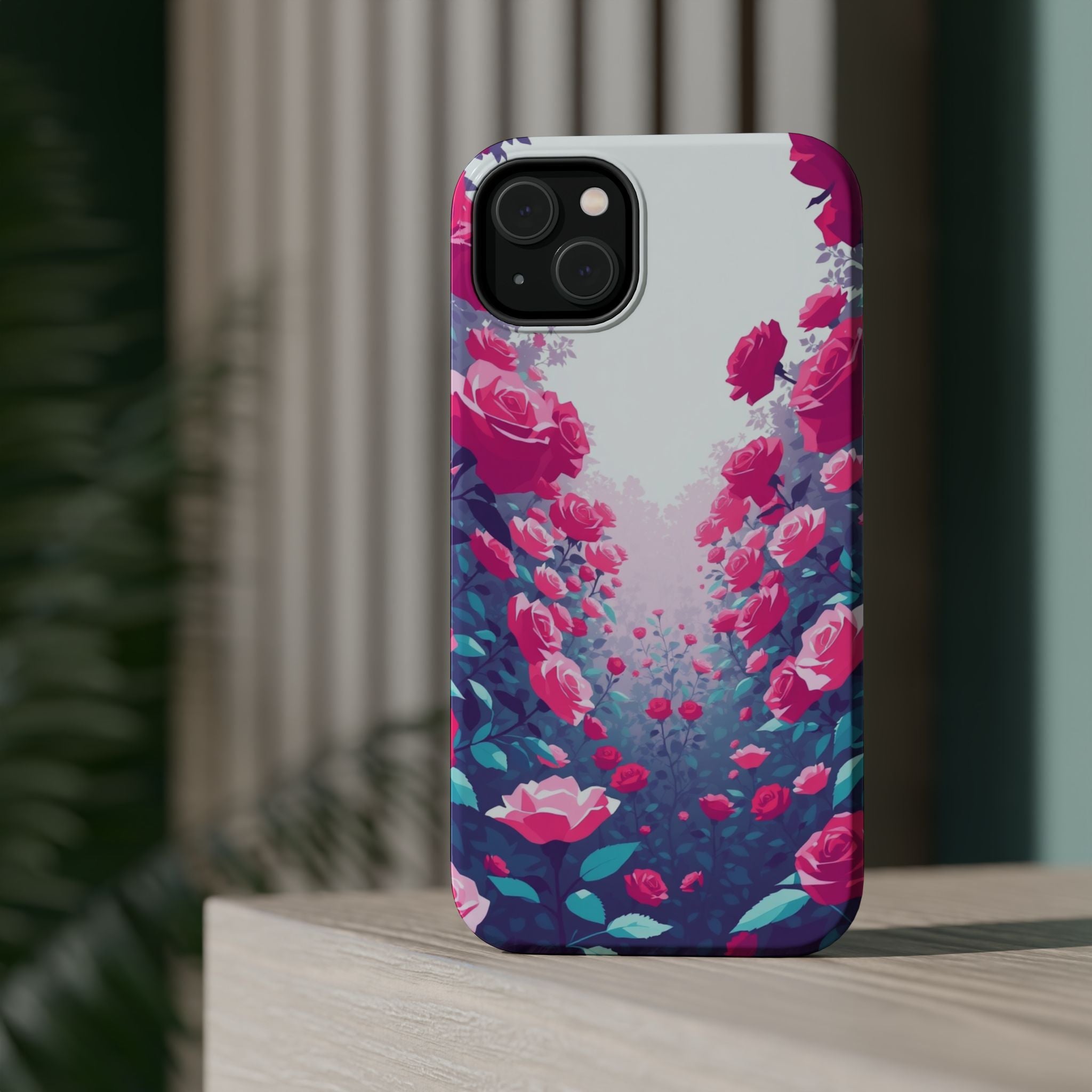 iPhone Cyan And Magenta Rose Garden Slim Everyday Designer Case · iPhone Case