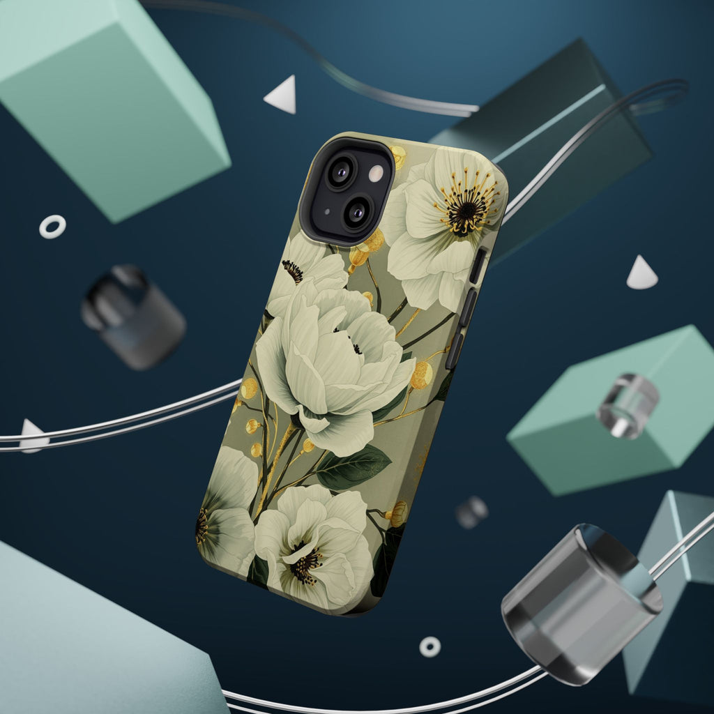 iPhone Sage And Ivory Floral Ink Wash Slim Everyday iPhone 14 Designer · iPhone