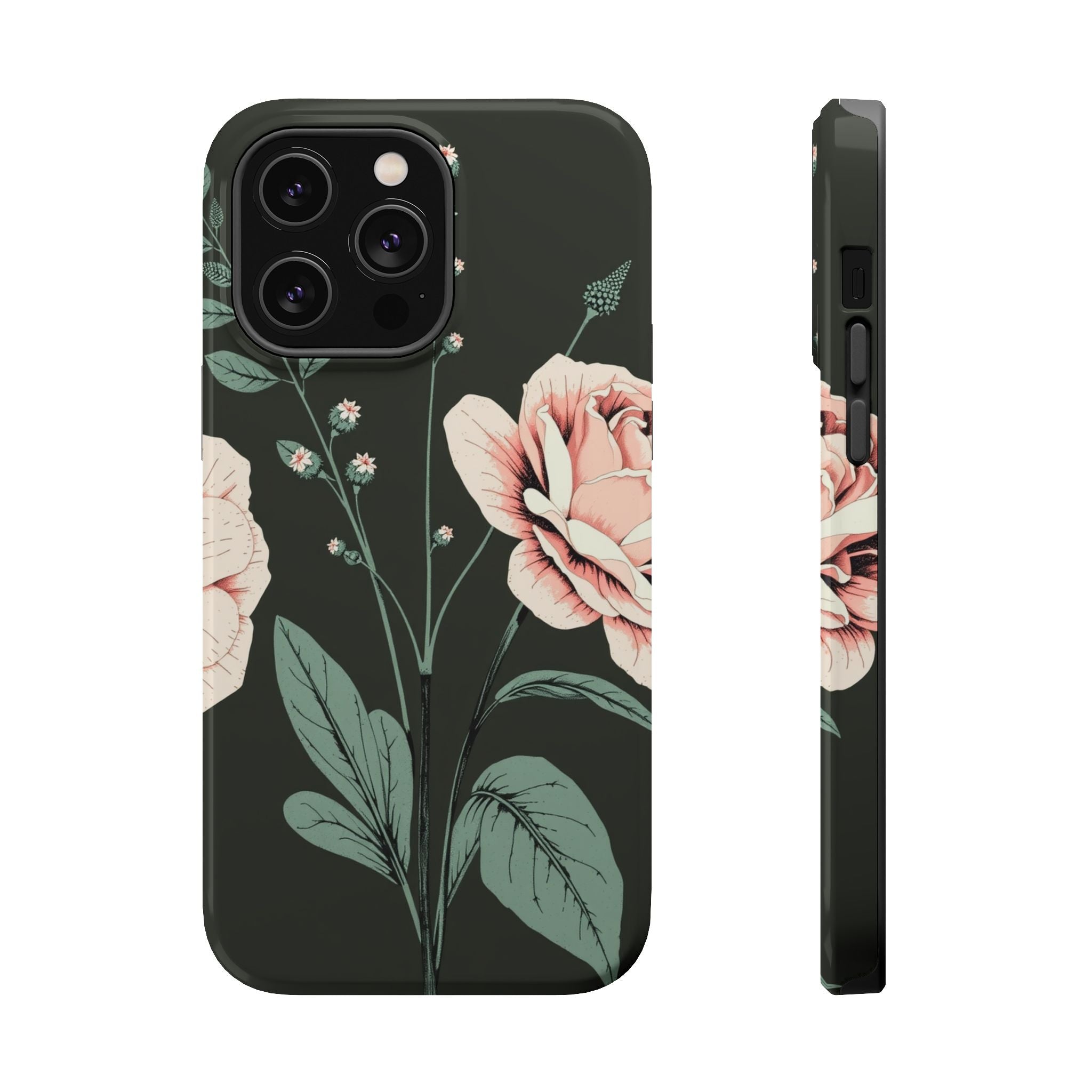 iPhone Mint And Blush Vintage Botanical Print Slim Everyday Designer Case · iPho