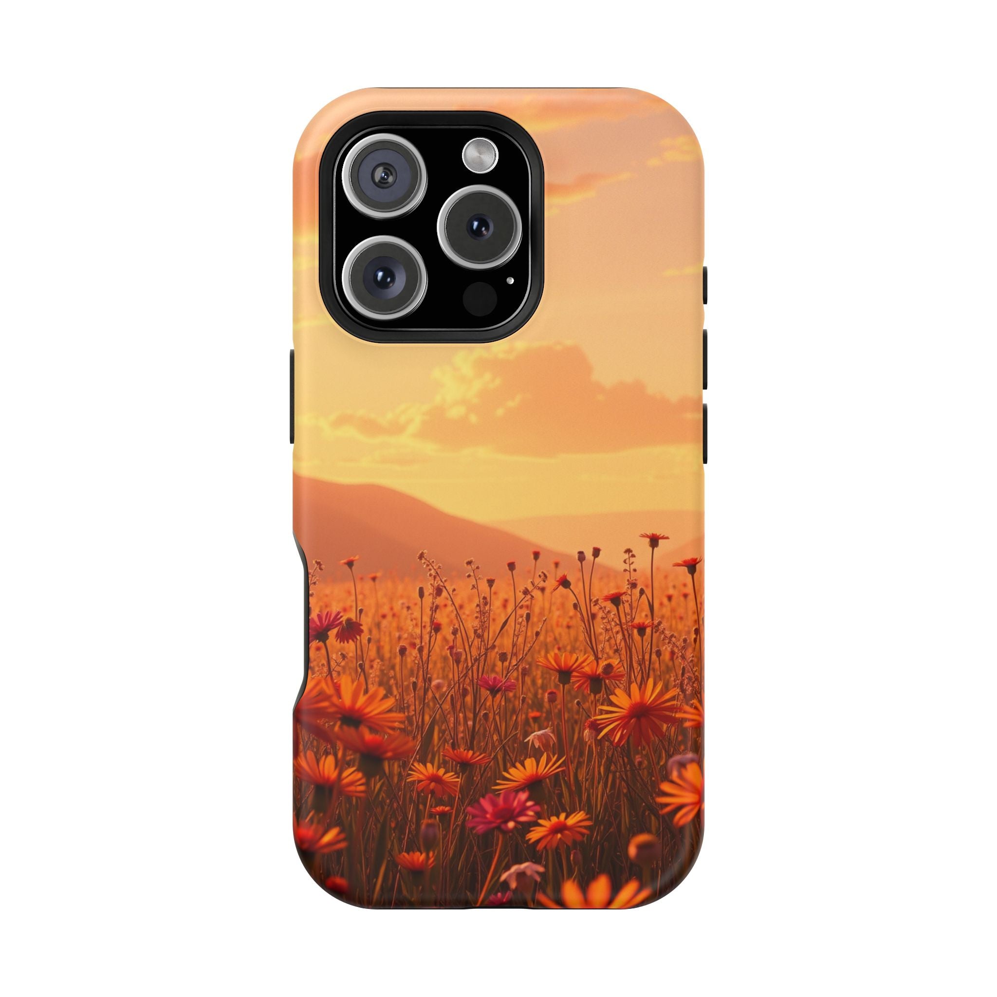 iPhone Sunset Amber And Peach Wildflower Field Soft iPhone Finish · iPhone Case