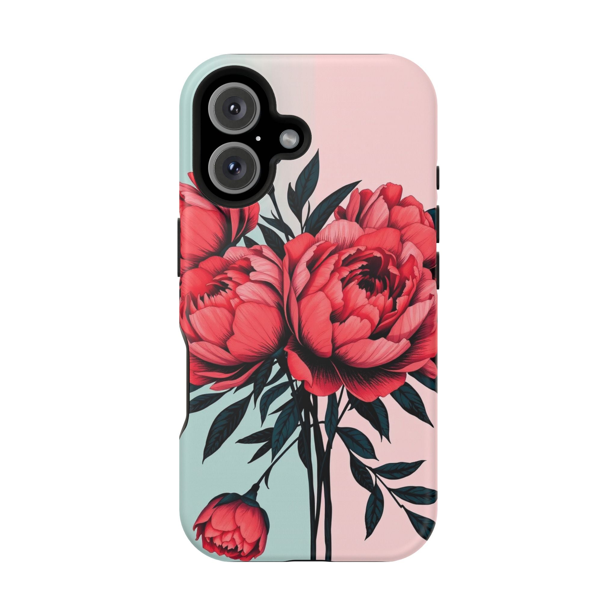 iPhone Teal And Coral Peony Bouquet Artistic Everyday Cas Slim Snap Case · iPhon