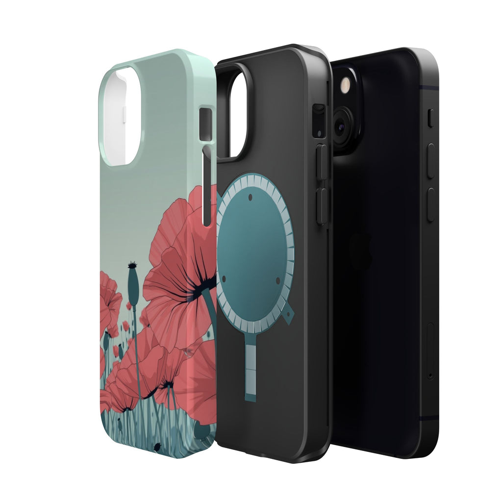 iPhone Mint And Blush Poppy Field Bold Modern Everyday Snap Case · iPhone Case