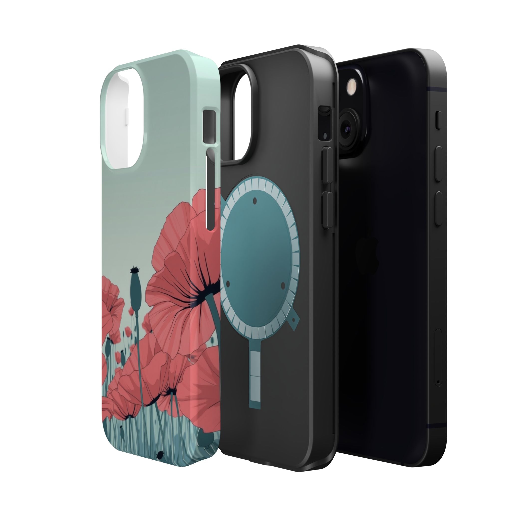 iPhone Mint And Blush Poppy Field Bold Modern Everyday Snap Case · iPhone Case