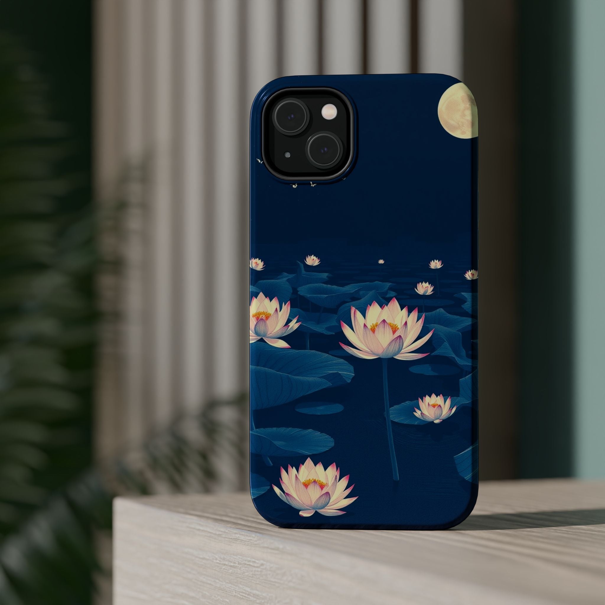 iPhone Midnight Blue And Silver Lotus Pond Slim iPhone Everyday · iPhone Case