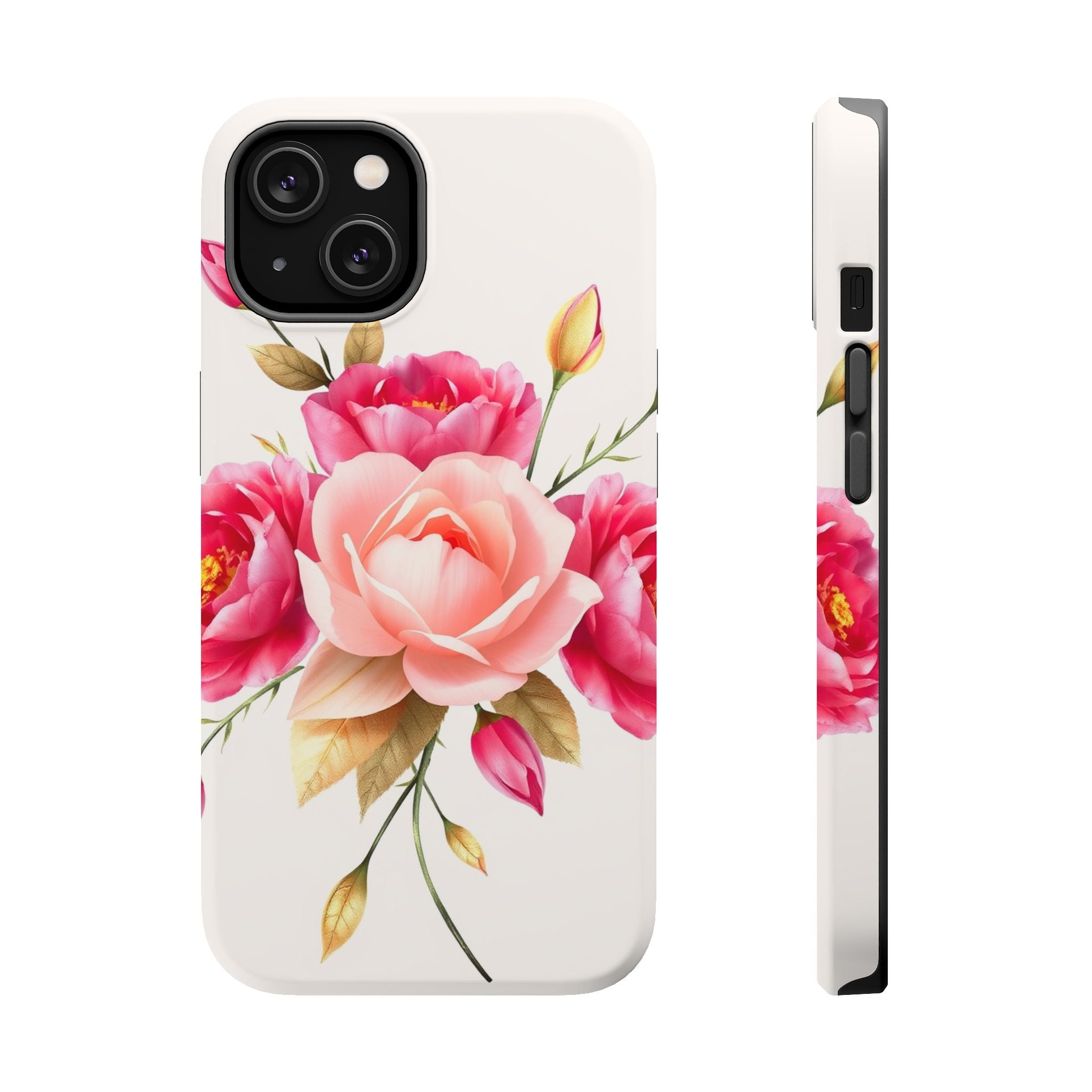 iPhone Rose Pink And Cream Neon Floral Slim Everyday Designer Case · iPhone Case