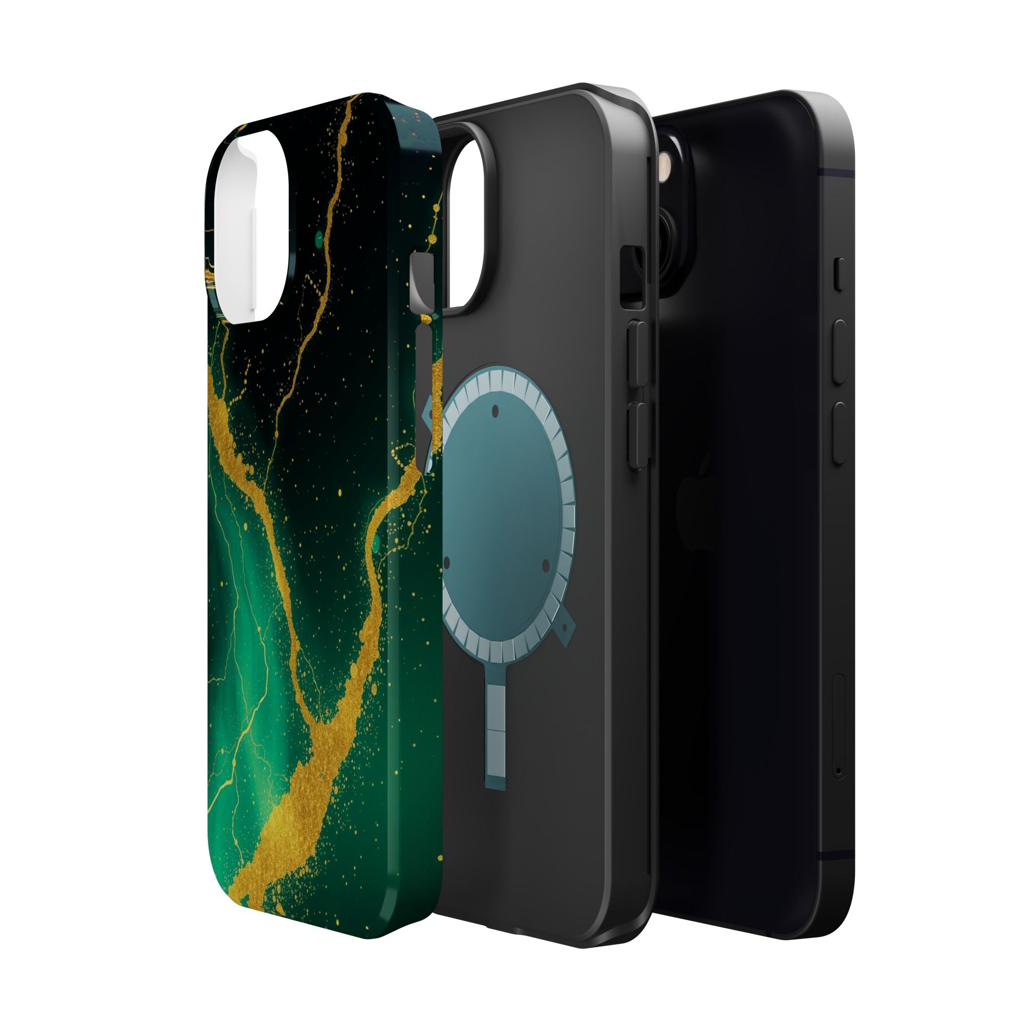 iPhone Emerald Green And Gold Petal Storm Slim iPhone Everyday Designer · iPhone
