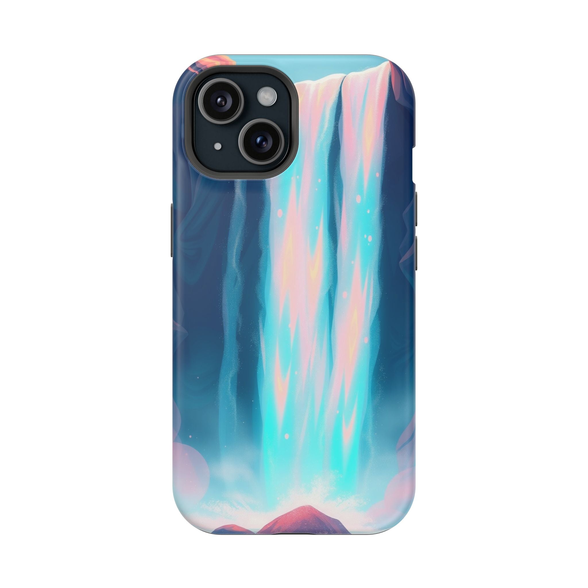 iPhone Teal And Coral Waterfall Mist Slim Everyday Designer Case · iPhone Case