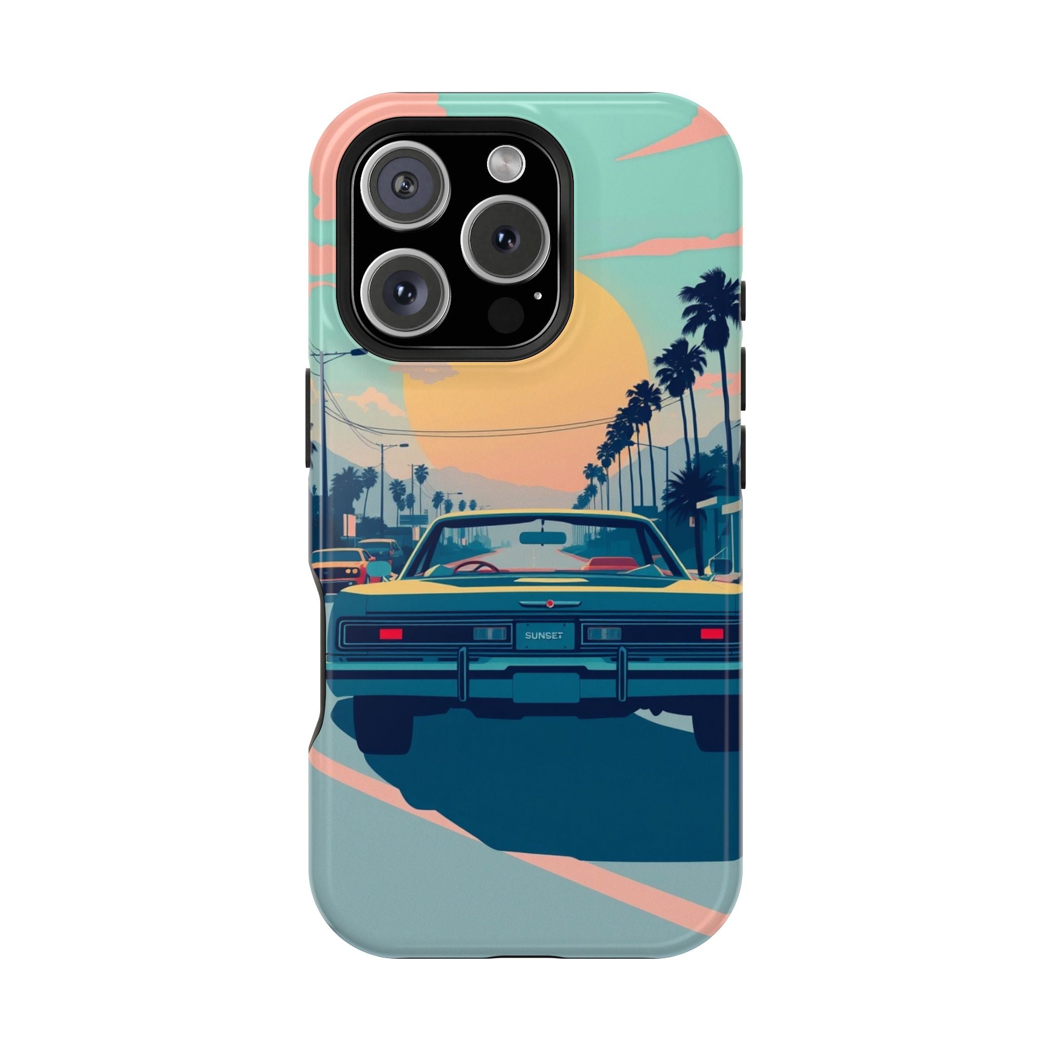 iPhone Sunset Drive 80s Pop Art Bold Slim Everyday Designer Case · iPhone Case