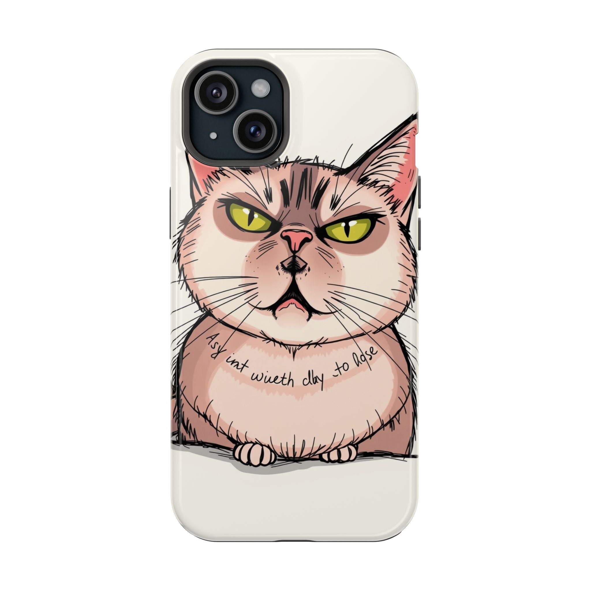 iPhone Sarcastic Cat Verdict Hand-Drawn Sketch Soft Finish Everyday Case · iPhon