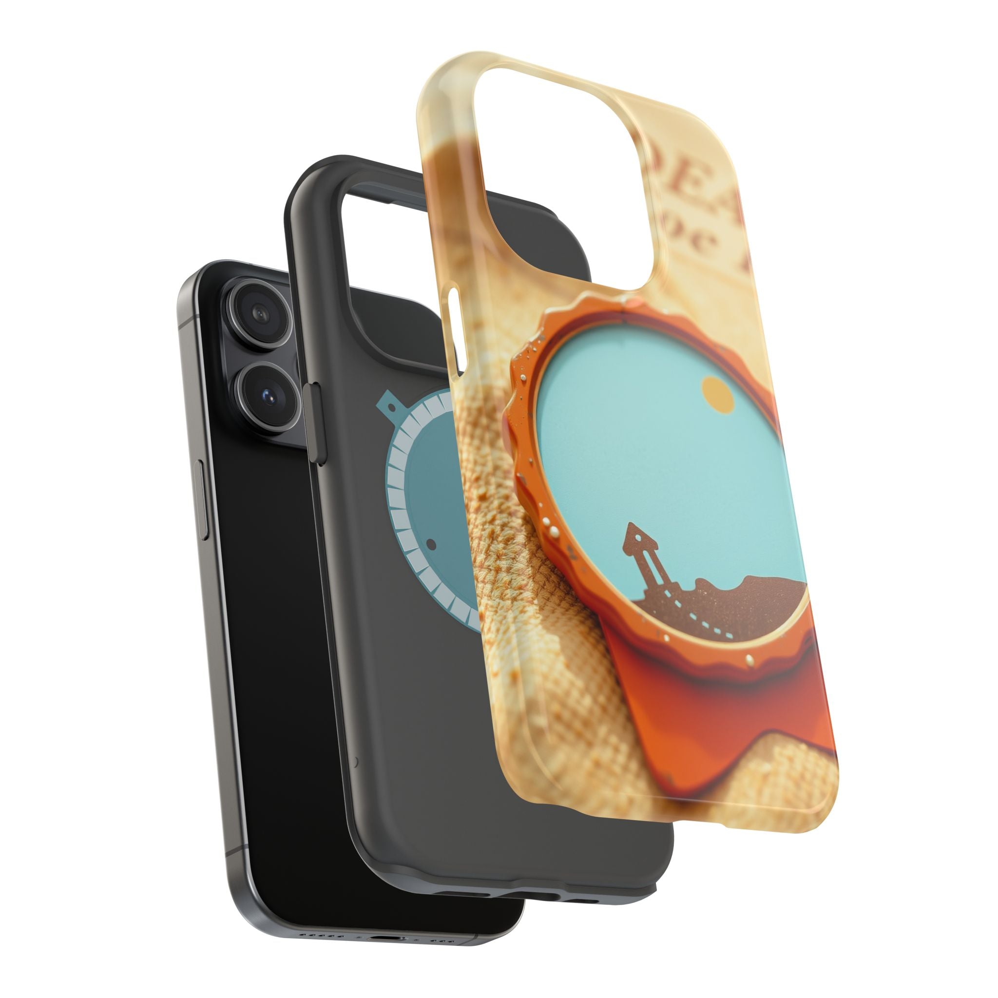 iPhone Burnt Orange And Sand Retro Travel Badge Soft Finish Everyday Case · iPho