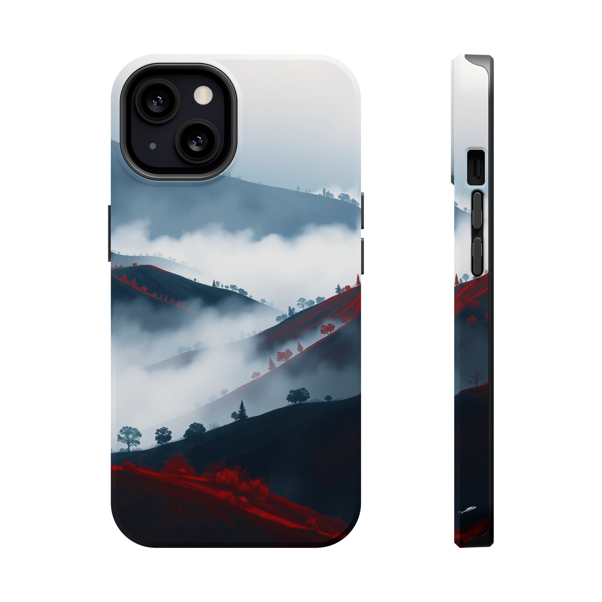 iPhone Black And Crimson Fog Rolling Over Hills Soft iPhone Finish · iPhone Case