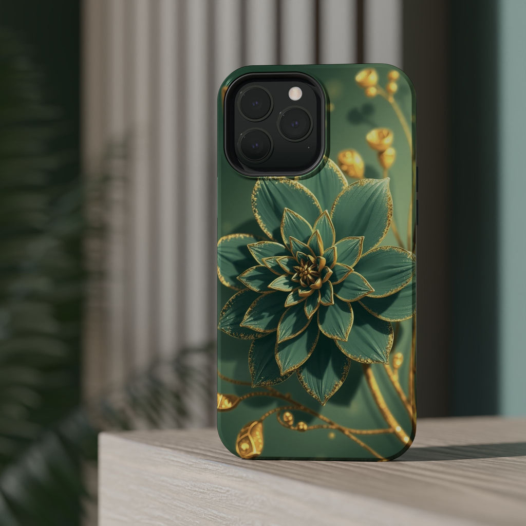iPhone Floral Gold Foil Pixel Art -Bit Slim Everyday Designer Case · iPhone Case