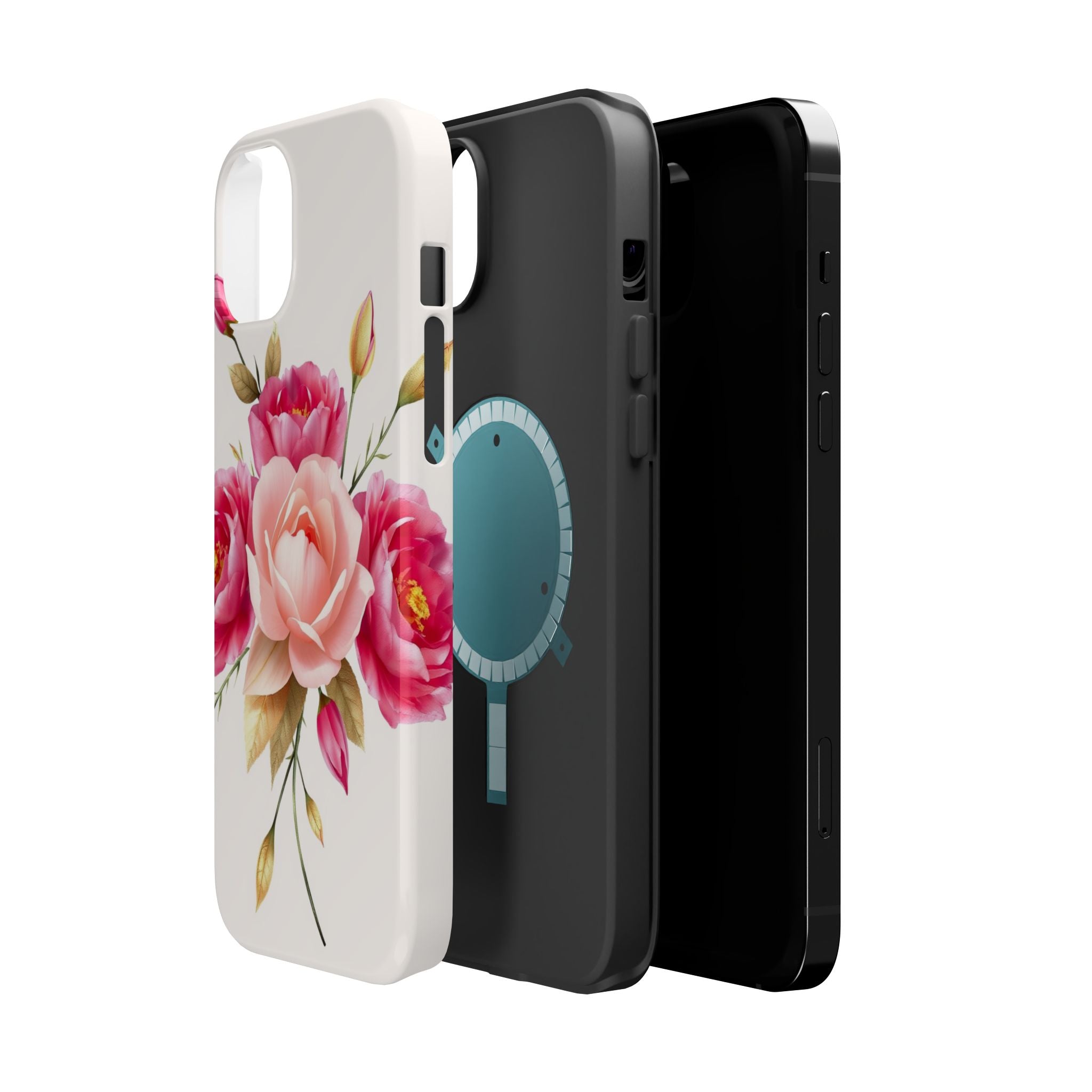 iPhone Rose Pink And Cream Neon Floral Slim Everyday Designer Case · iPhone Case