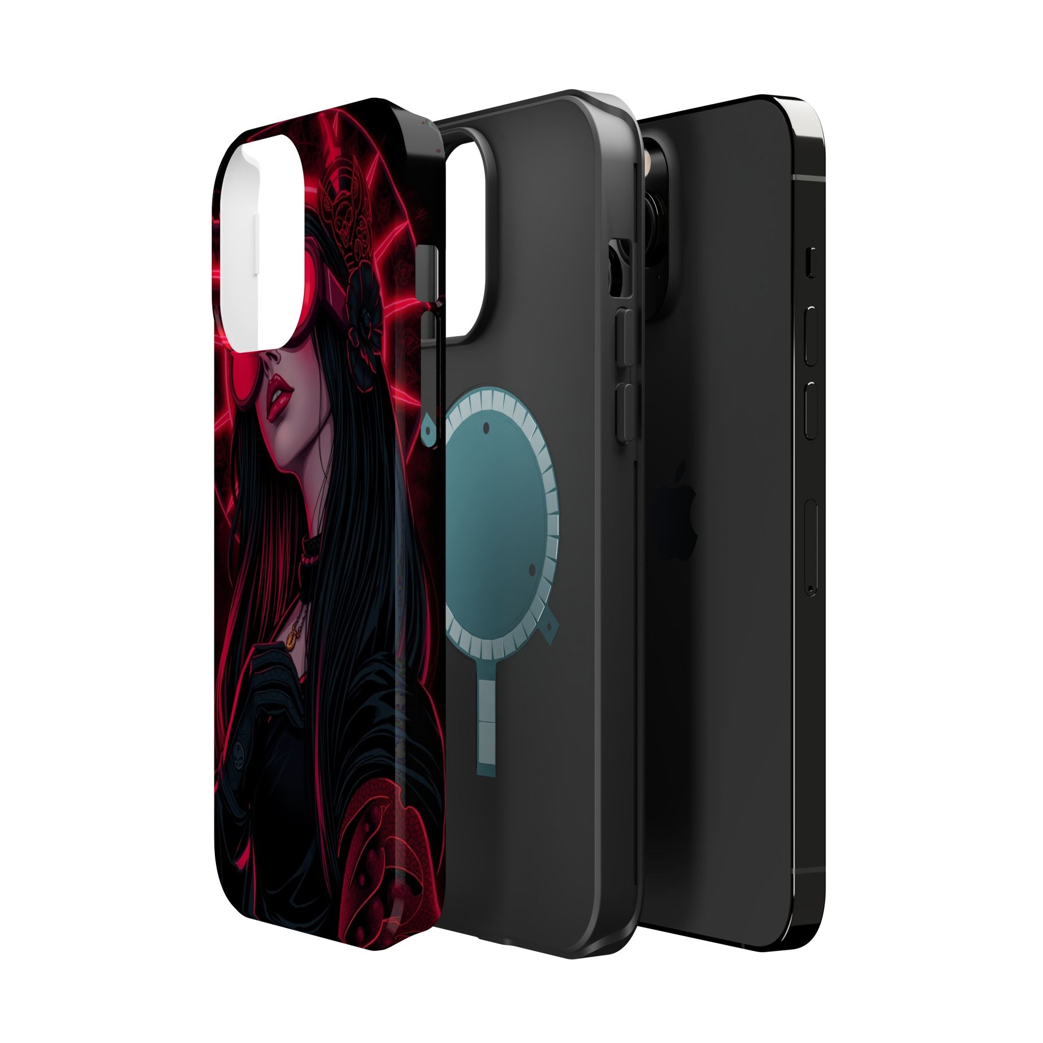 iPhone Black And Crimson Art Nouveau Female Slim Everyday Designer Case · iPhone