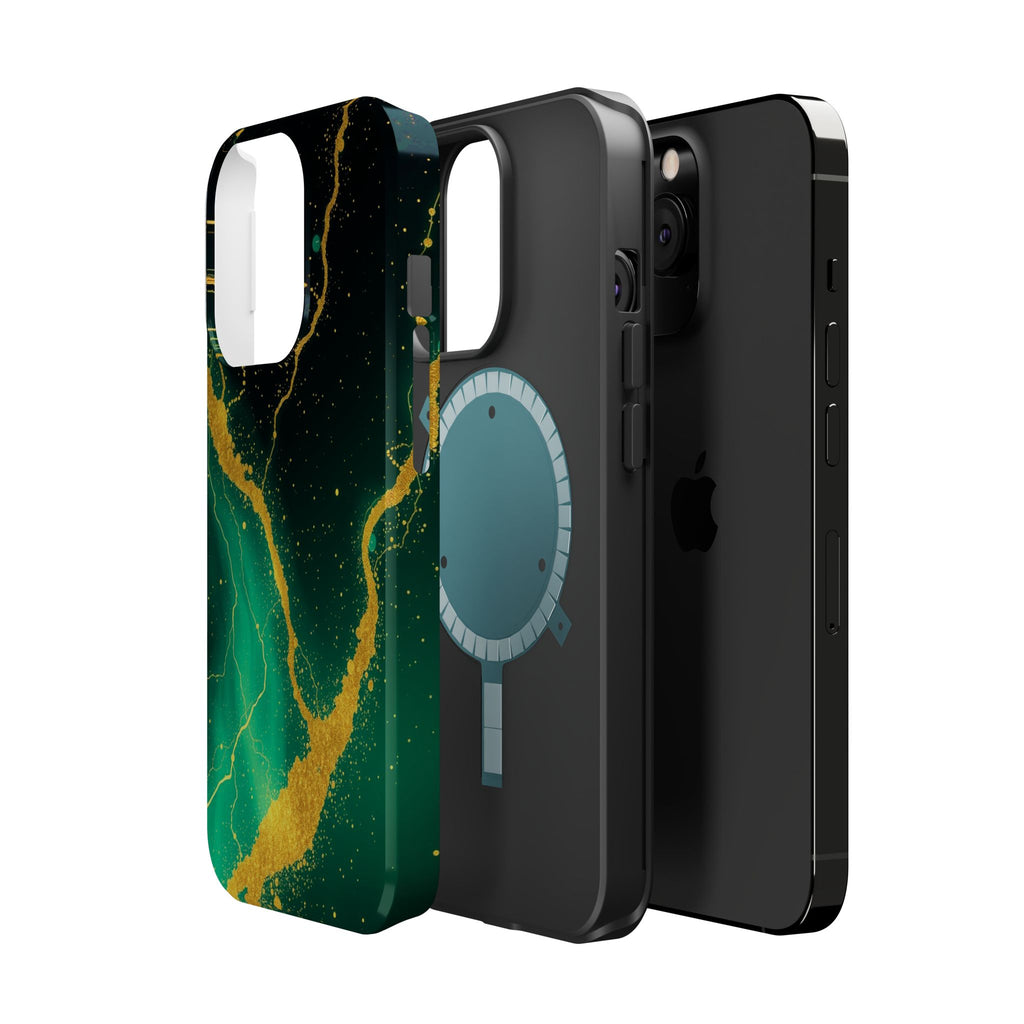 iPhone Emerald Green And Gold Petal Storm Slim iPhone Everyday Designer · iPhone