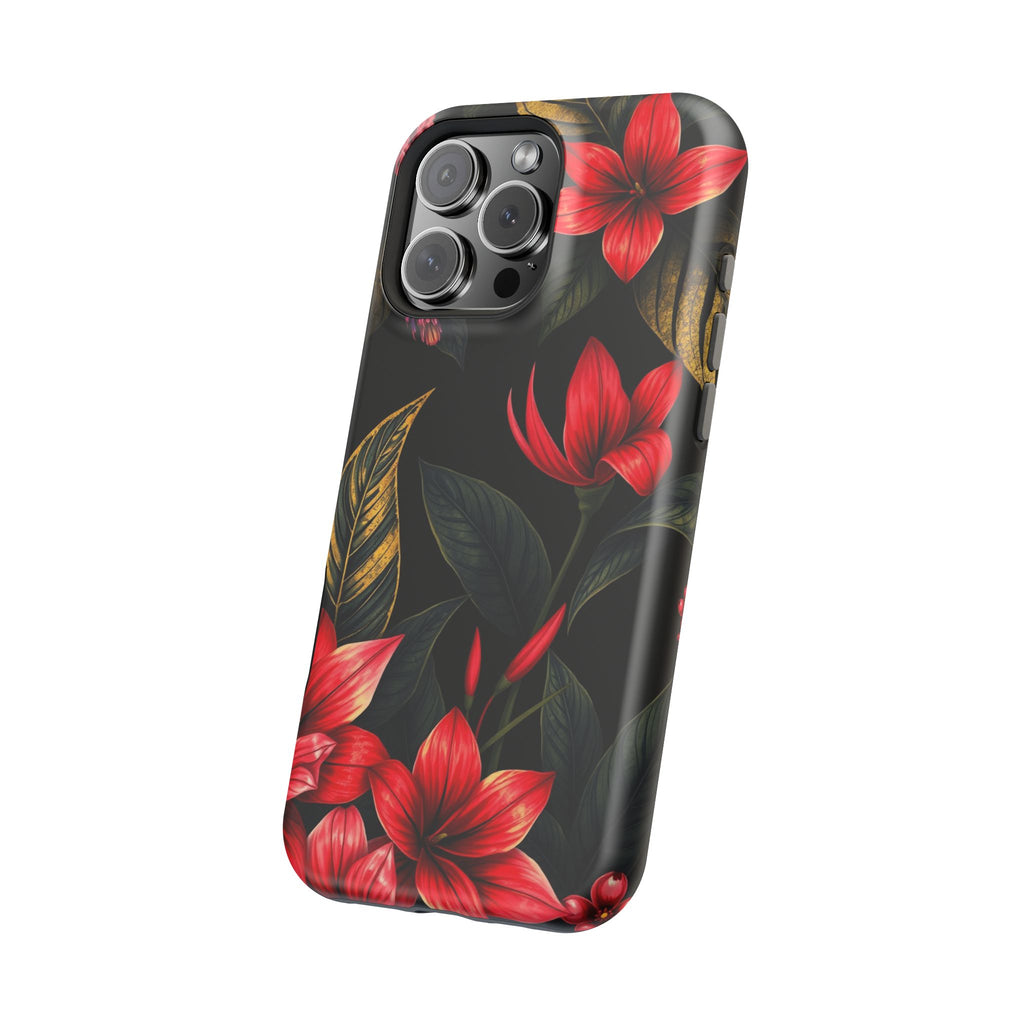 iPhone Black And Crimson Jungle Floral Slim Everyday Designer Case · iPhone Case