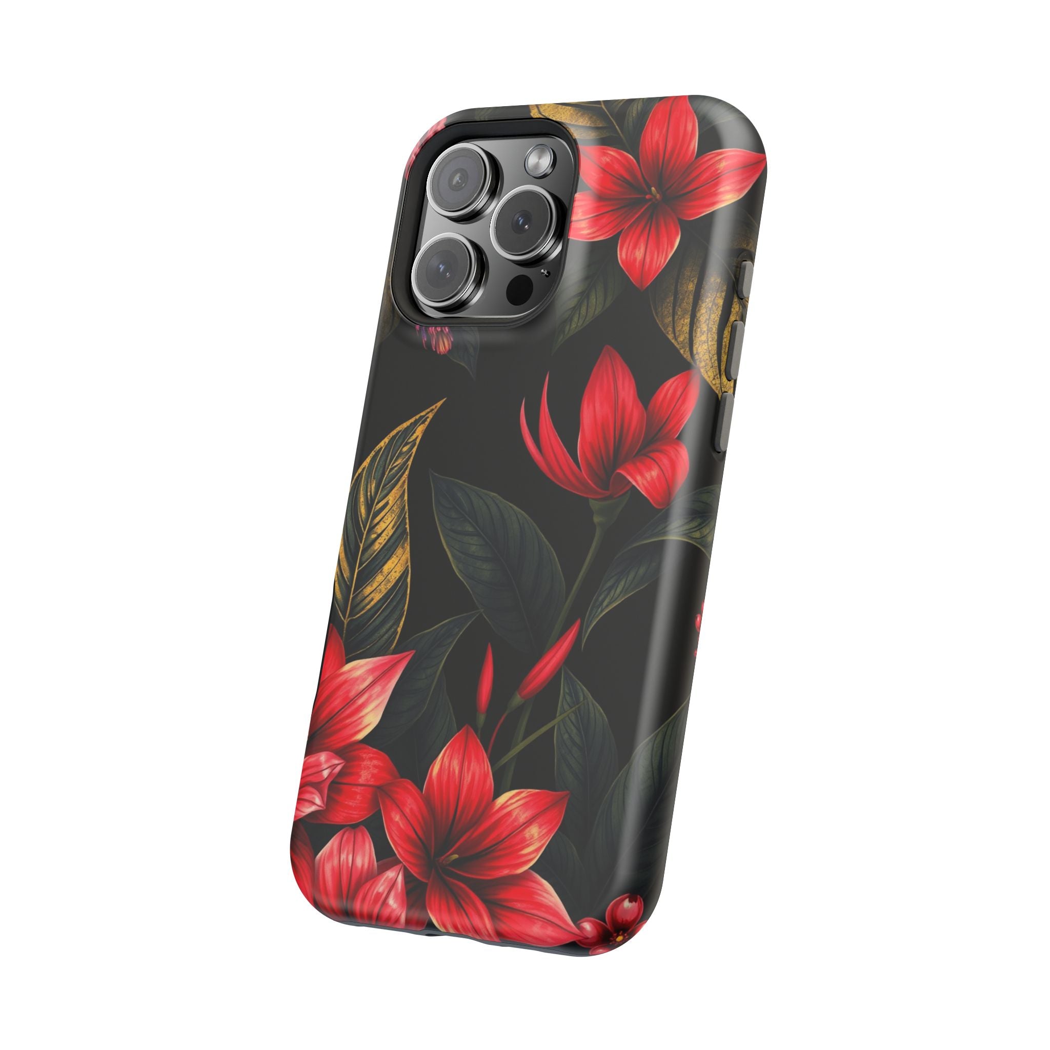 iPhone Black And Crimson Jungle Floral Slim Everyday Designer Case · iPhone Case