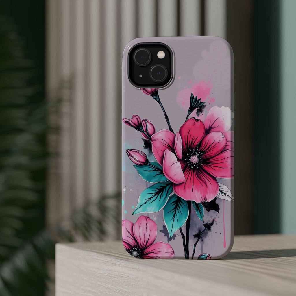 iPhone Mint And Blush Floral Ink Wash Slim Everyday Designer Case · iPhone Case