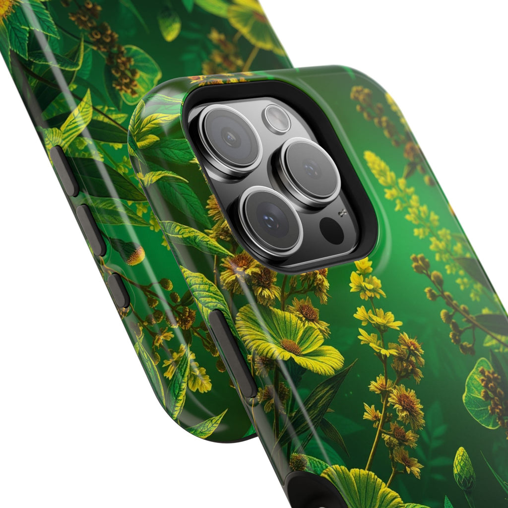iPhone Emerald Green And Gold Vintage Botanicals Print Slim Snap Case · iPhone C