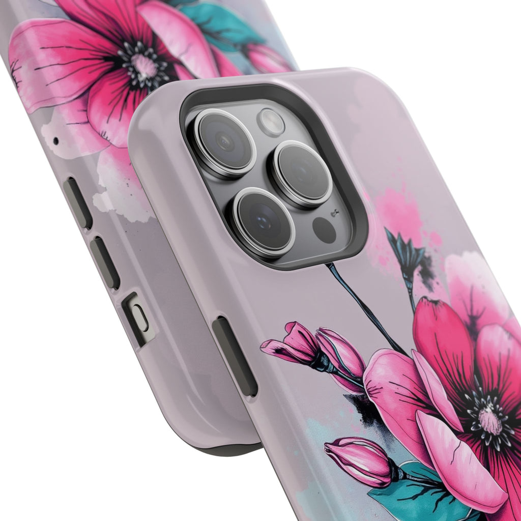 iPhone Mint And Blush Floral Ink Wash Slim Everyday Designer Case · iPhone Case