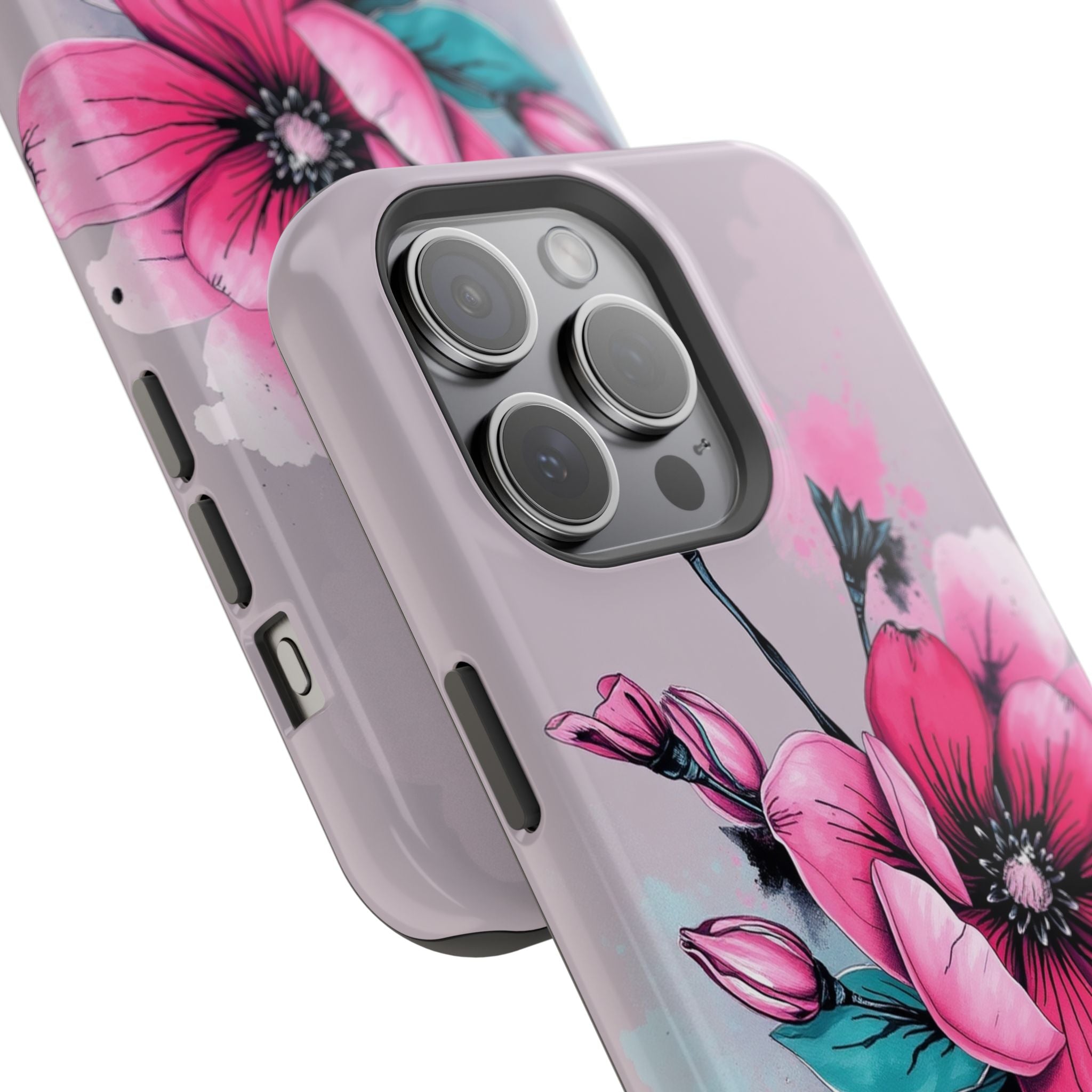 iPhone Mint And Blush Floral Ink Wash Slim Everyday Designer Case · iPhone Case