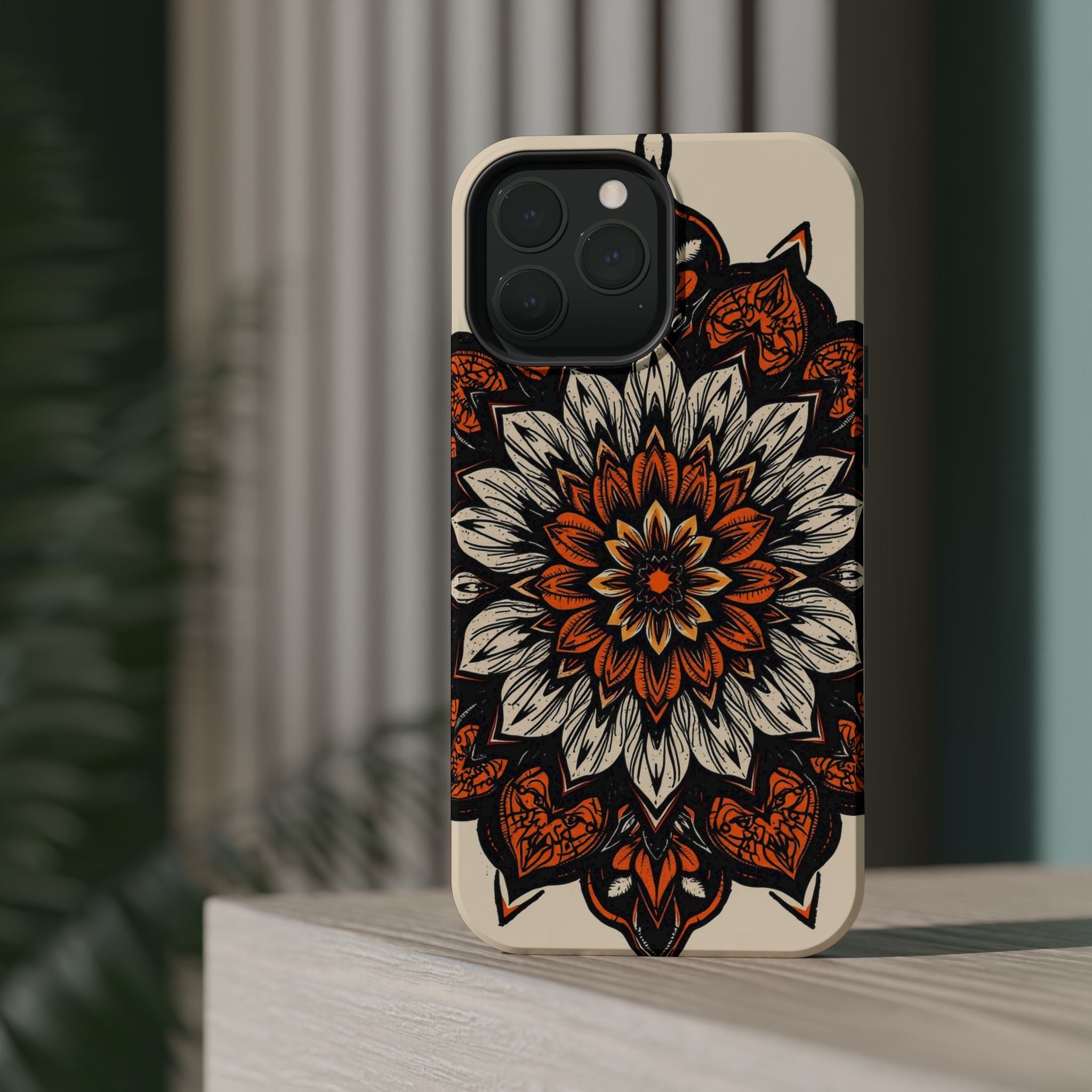 iPhone Burnt Orange And Sand Floral Mandala Slim Snap Cas Carry Case · iPhone Ca
